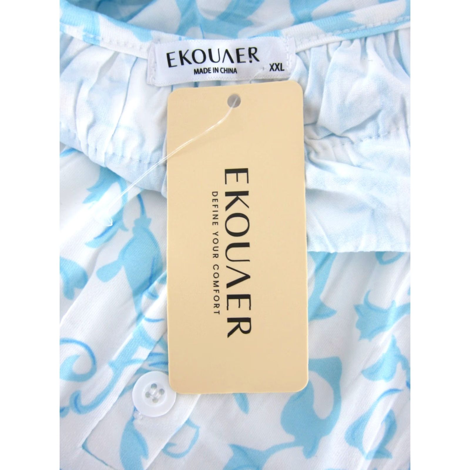 Vintage NWT Ekouaer Blue White Paisley Stretch Sleeveless Pocket Nightgown Women XXL Dress Nightgown Womens Size ONE SIZE - 3 Thumbnail