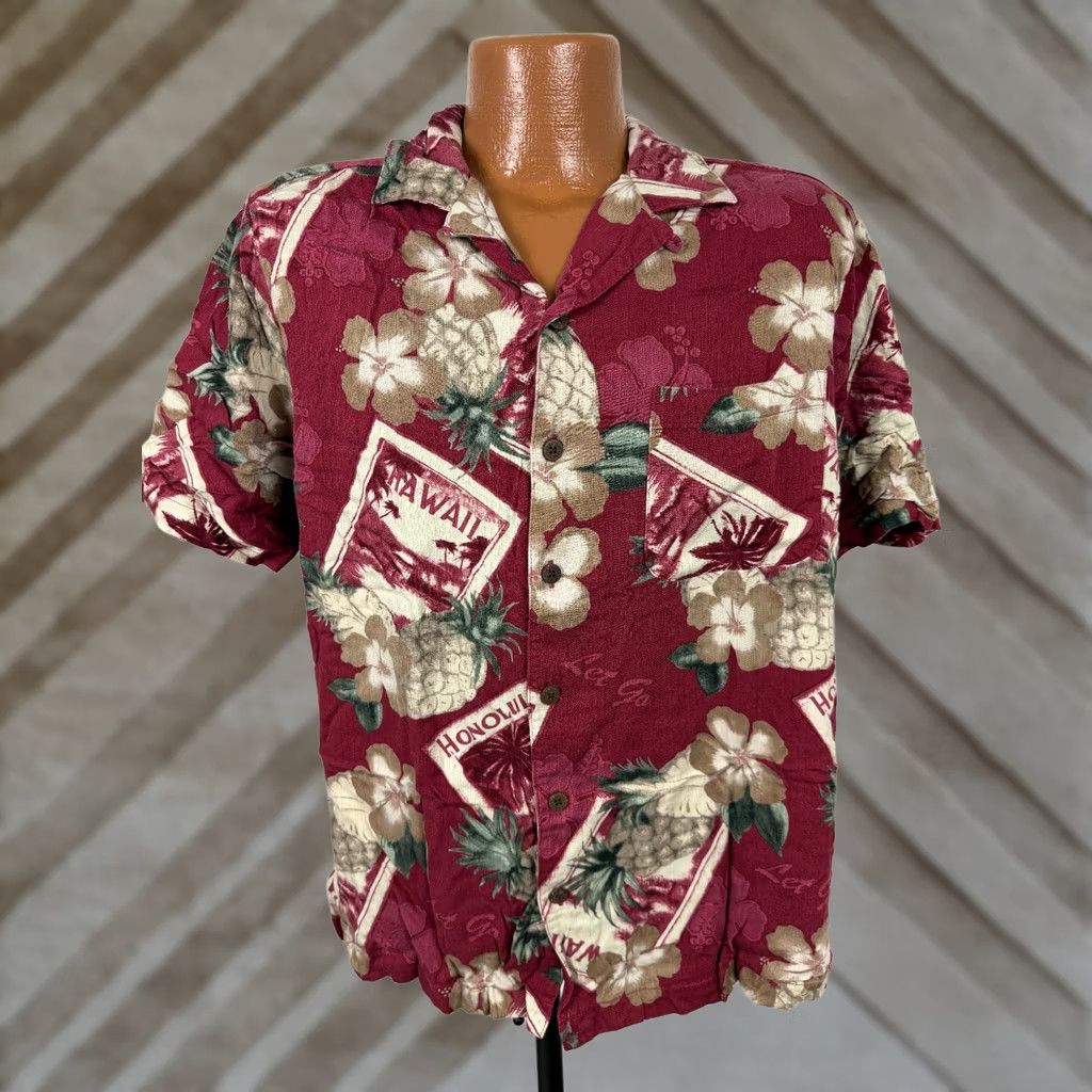 Vintage VINTAGE Caribbean Joe Shirt Men L Hawaiian 90s Red Rayon Floral Travel Short Sleeve Button-Up Tropics Beach Pockets Mens Size US L / EU 52-54 / 3 - 1 Thumbnail