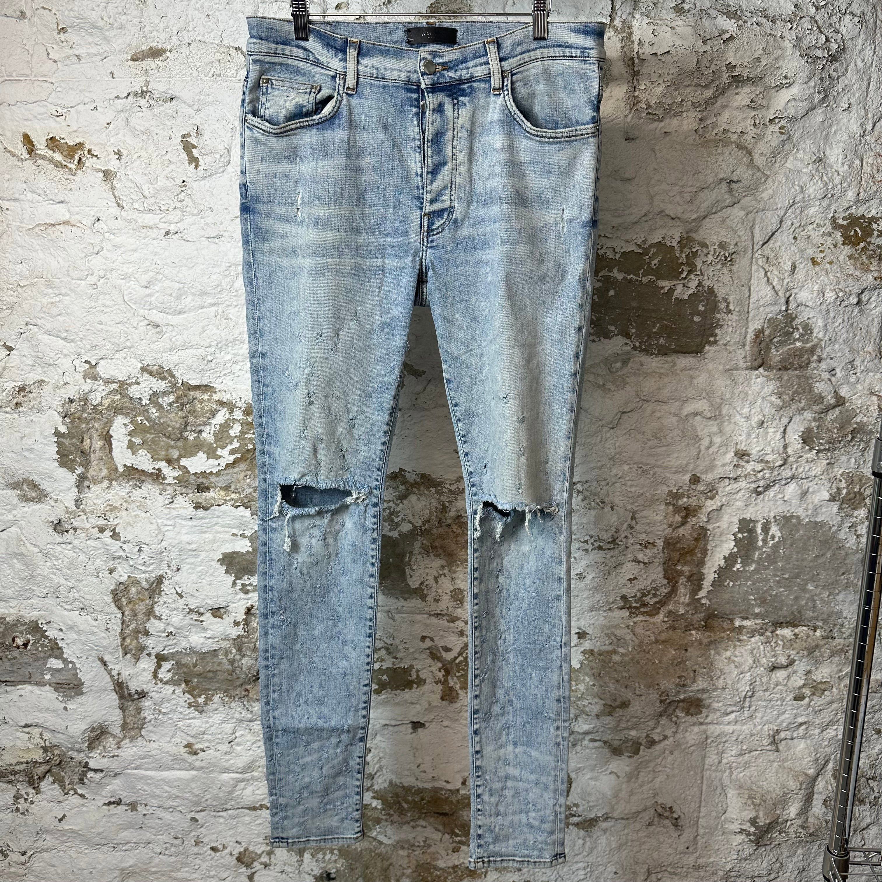 Amiri Amiri Knee Rip Washed Blue Shotgun Denim Jeans Sz 34 Size US 34 / EU 50 - 1 Thumbnail