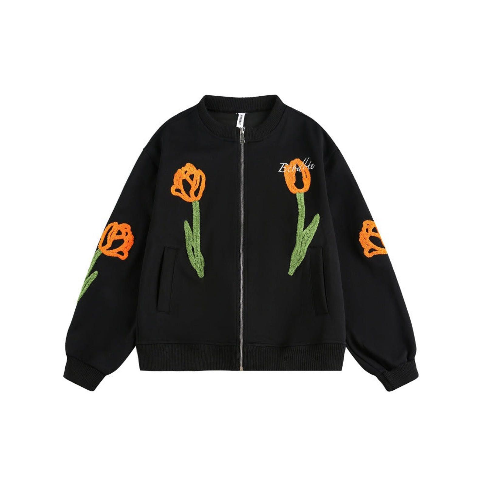 Other Black Floral Embroidered Bomber Jacket Size M / US 6-8 / IT 42-44 - 1 Thumbnail