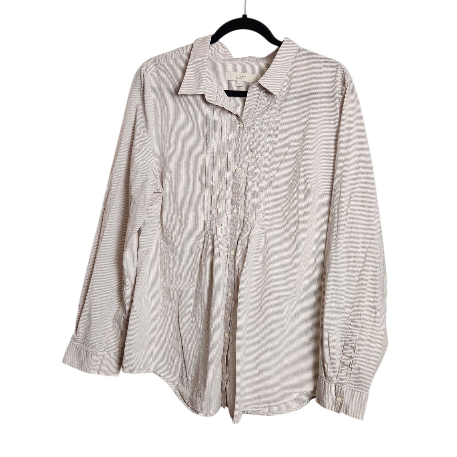 Other LOFT Brown and White Striped Button-Down Shirt - XXL Size XXL / US 16-18 / IT 52-54 - 1 Thumbnail