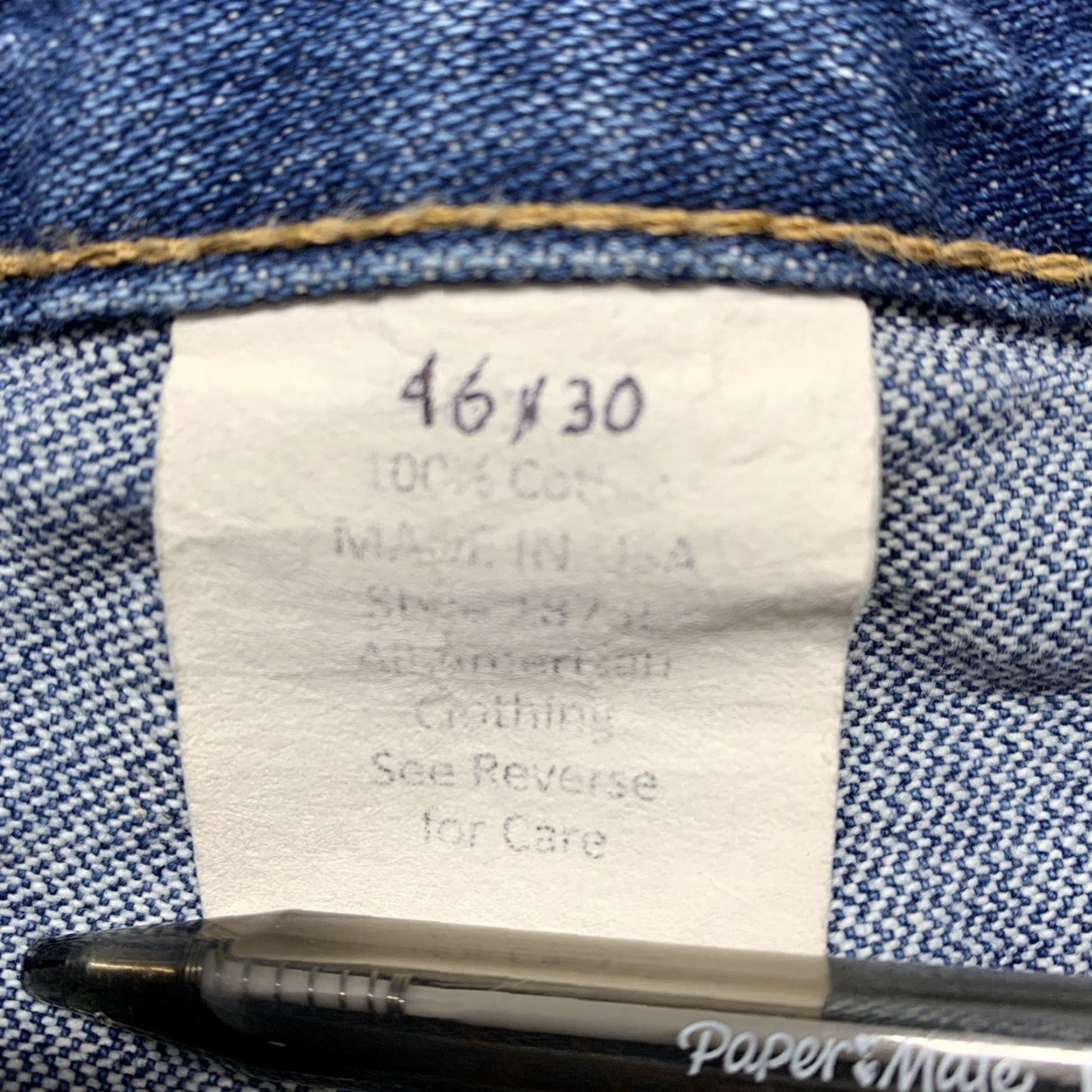 Vintage All American Jeans Men's 46x30 USA MADE Heavy Denim Dark Wash Work Pants Size US 44 / EU 60 - 7 Thumbnail