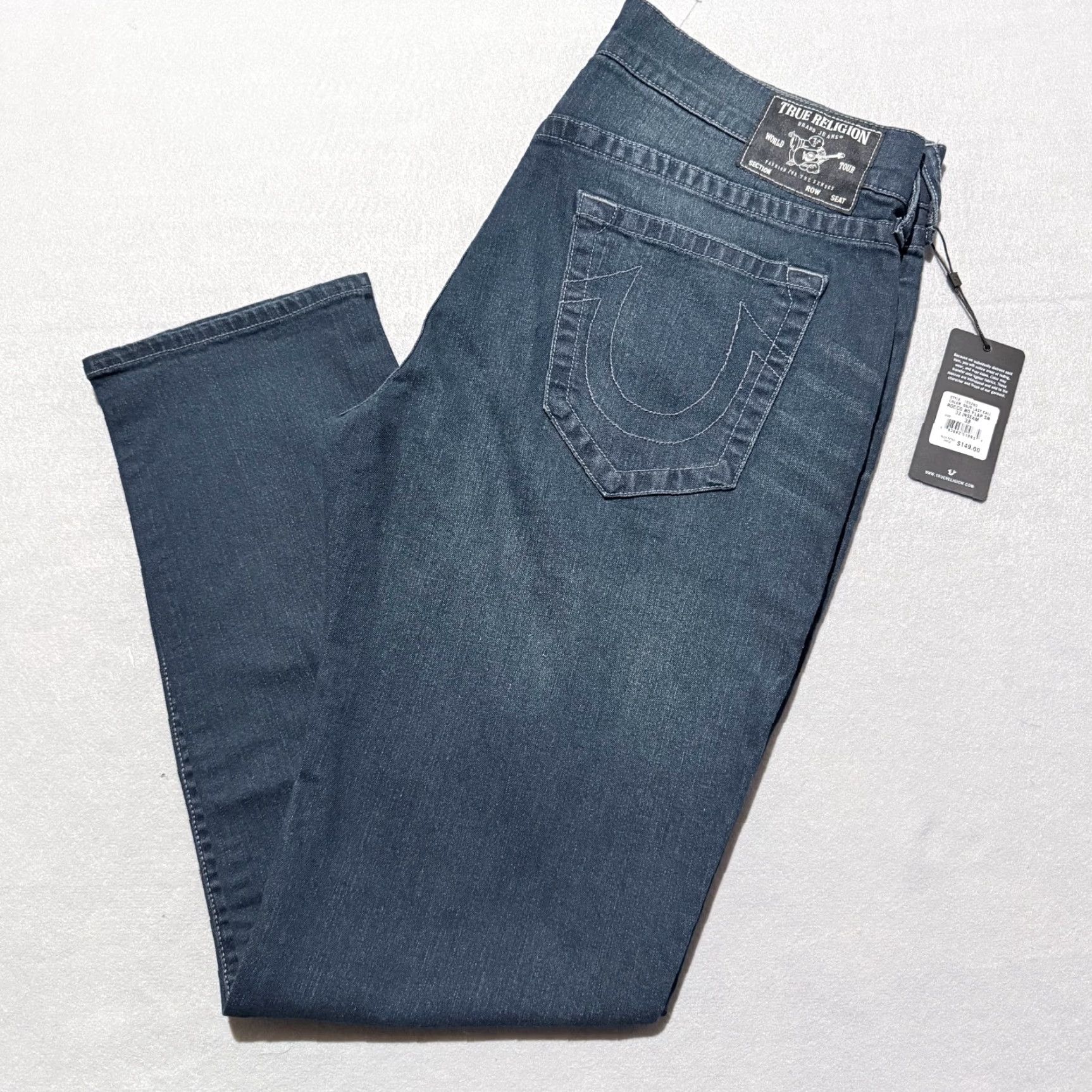 True Religion VINTAGE True Religion Rocco Relaxed Skinny Jeans Mens Dark Blue Pockets Zip Fly 38 NWT - Jeans, Men, Dark Blue, True Religion, 38, Zip Fly Size US 38 / EU 54 - 2 Thumbnail