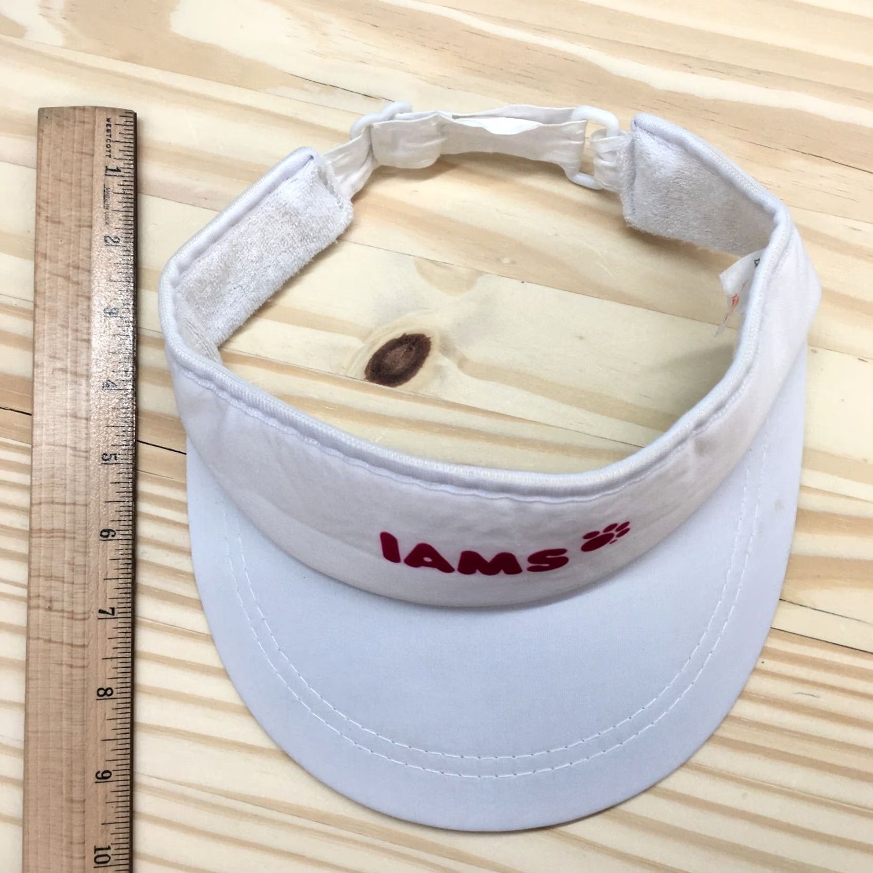 Logo 7 Womens IAMS Visor Hat White One Size Adjustable Embroidered Logo Curved Brim Size ONE SIZE - 4 Thumbnail