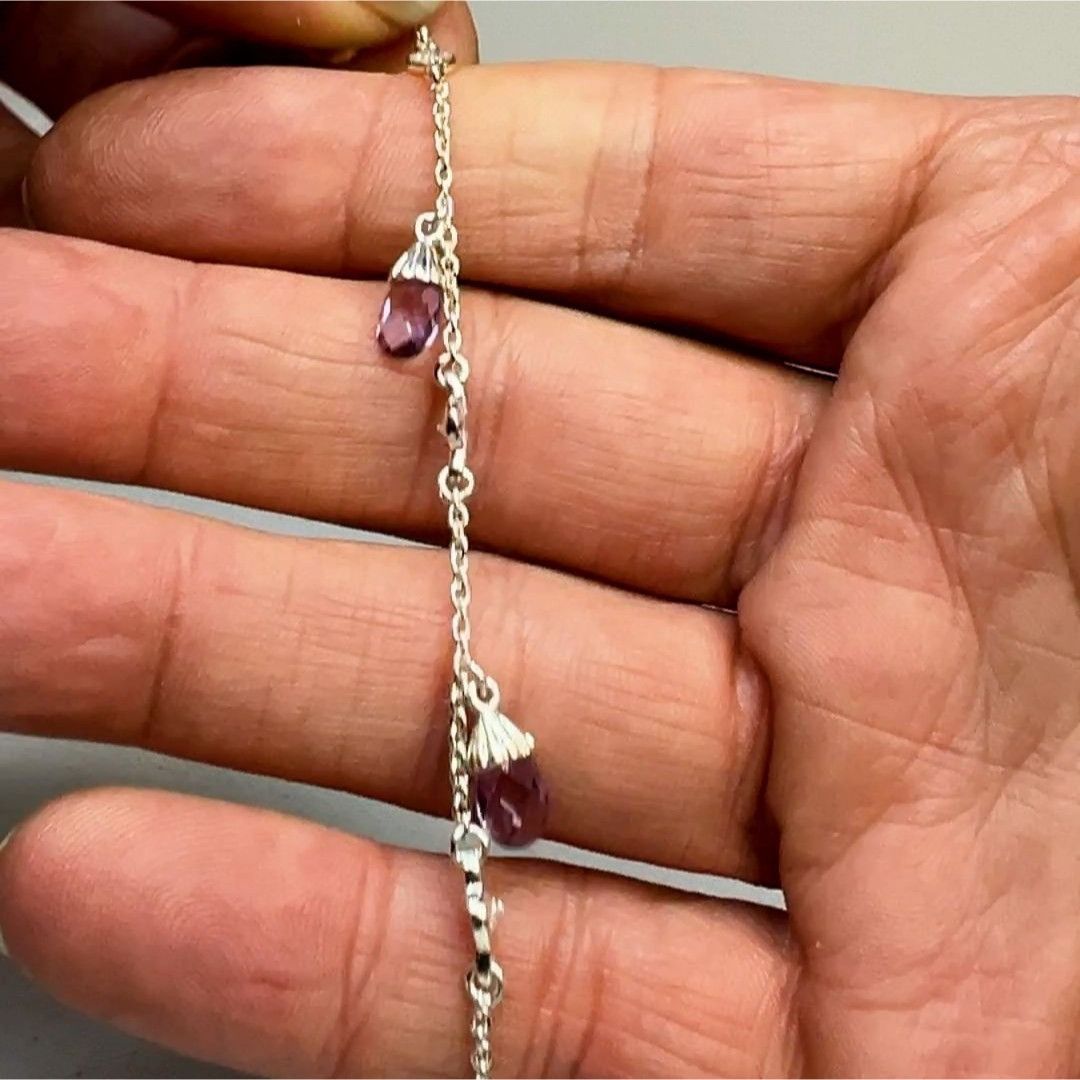 Designer Women's Small Charm Bracelet with Purple and Cubic Zirconia Size ONE SIZE - 4 Thumbnail