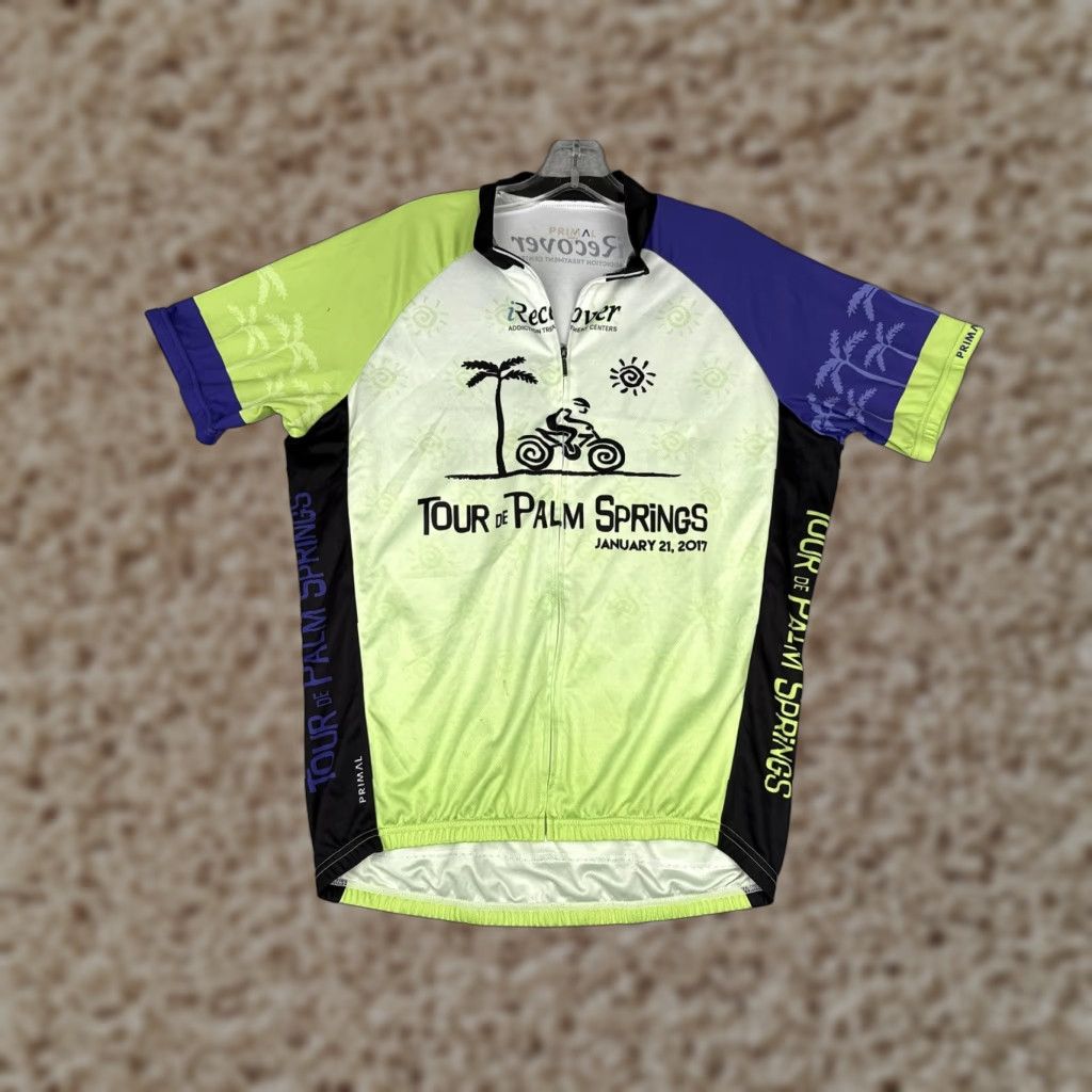 Vintage Primal Cycling Jersey Mens Large Green Purple Tour De Palm Springs 2017 Shirt Size US M / EU 48-50 / 2 - 1 Thumbnail