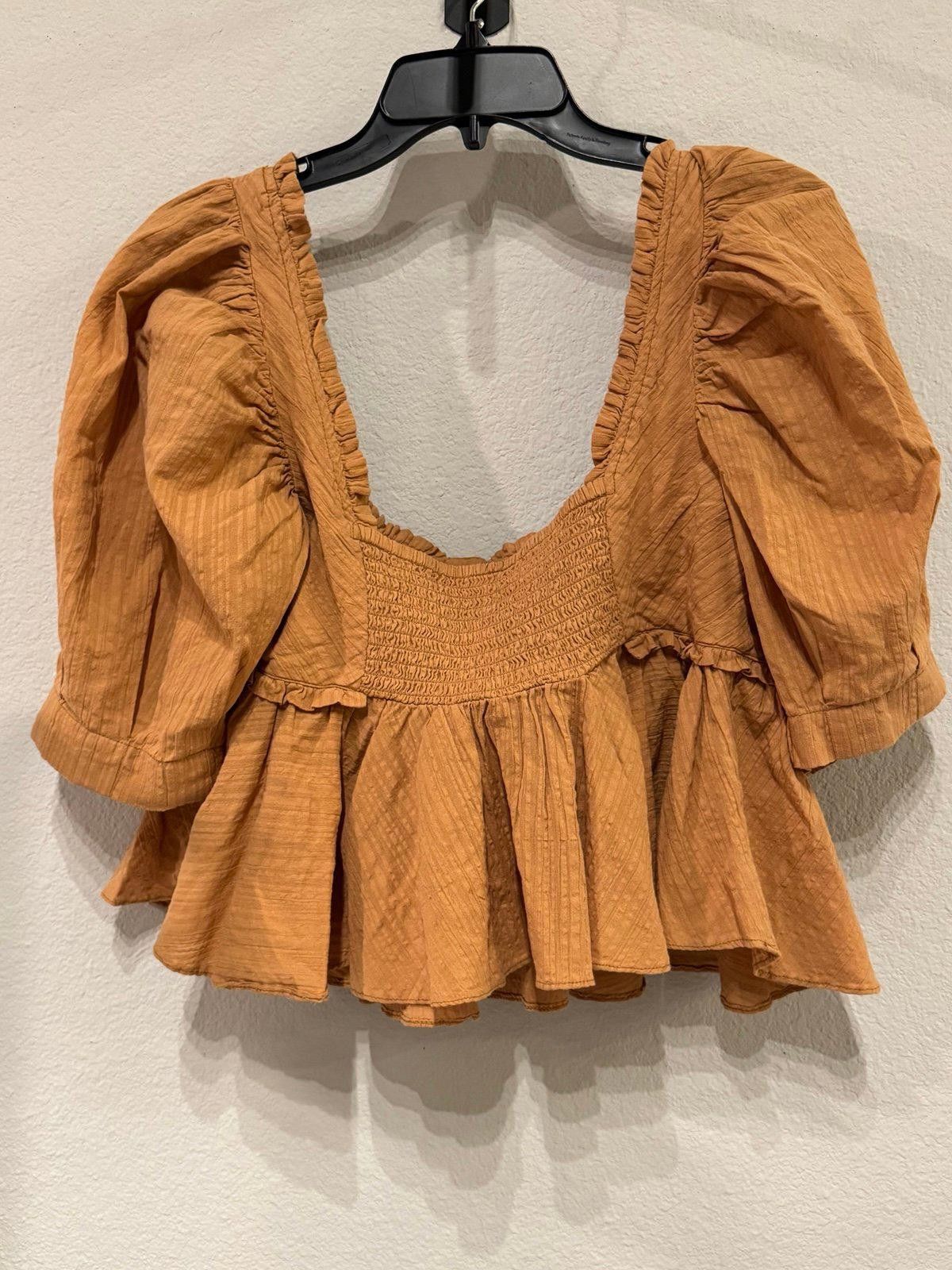 Free People Free People Boho Ruffled Crop Top - Rust Orange Size S / US 4 / IT 40 - 2 Thumbnail