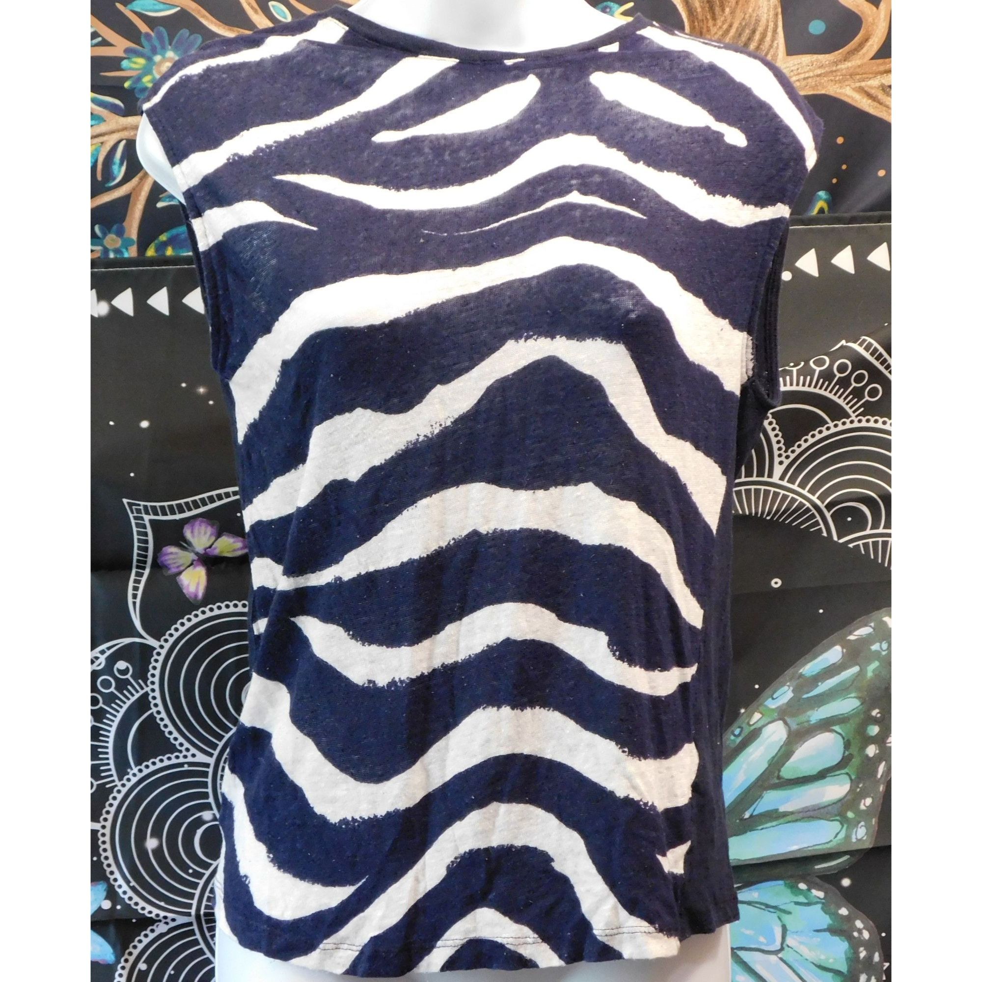 H&M H&M Trendy Navy Blue And White Zebra Tank Top Size S / US 4 / IT 40 - 1 Thumbnail