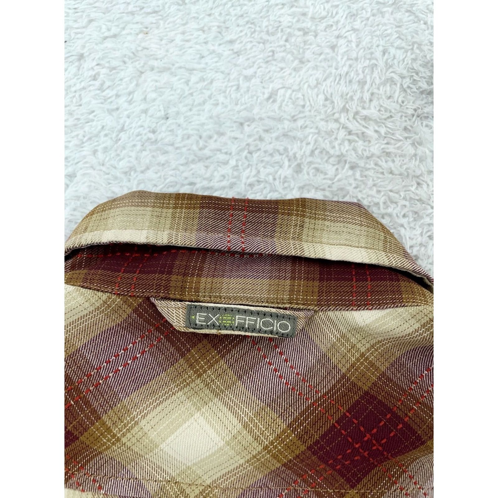 ExOfficio ExOfficio Shirt Mens M Brown Red Plaid Long Sleeve Collared Button Up Size US M / EU 48-50 / 2 - 4 Thumbnail