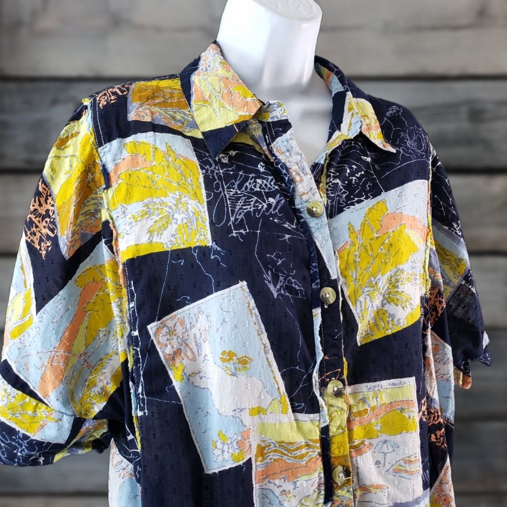 Vintage We The Free Womens Button-Front Shirt Sz S Oversized Cotton Blue Love Letters Size S / US 4 / IT 40 - 1 Thumbnail