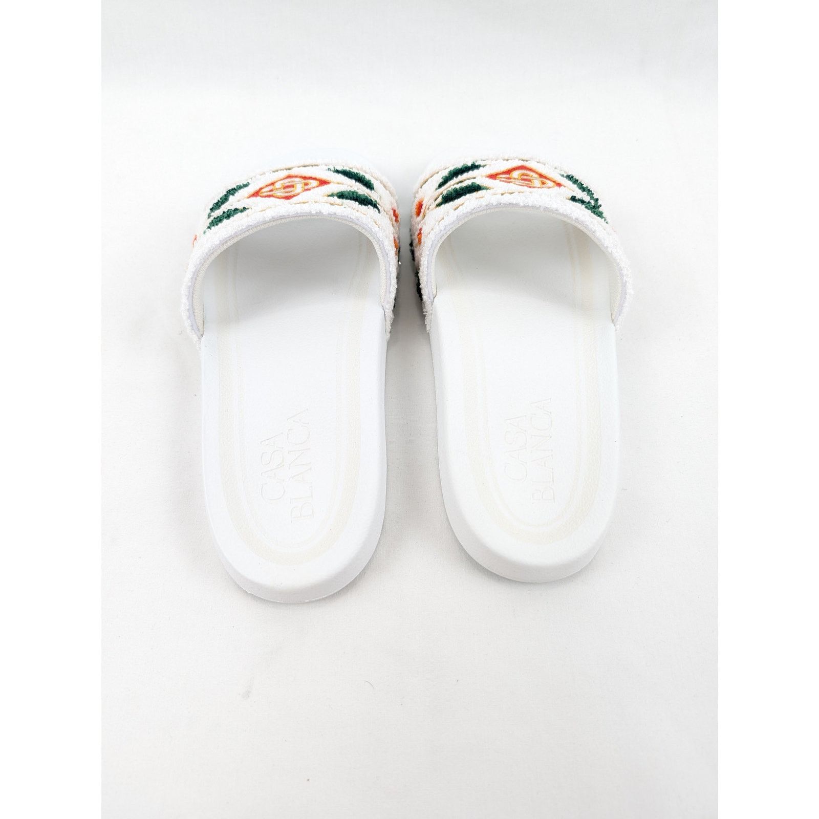 Casablanca o1rshd1 Embroidered Terry Slider Slipper in White Size US 12 / EU 45 - 18 Thumbnail