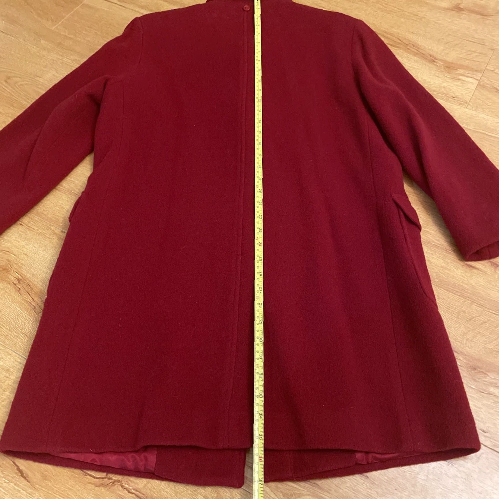 Talbots VINTAGE Talbots Womens Pea Coat Red 8P 100% Wool Long Toggle Leather USA Winter Lined Size M / US 6-8 / IT 42-44 - 7 Thumbnail