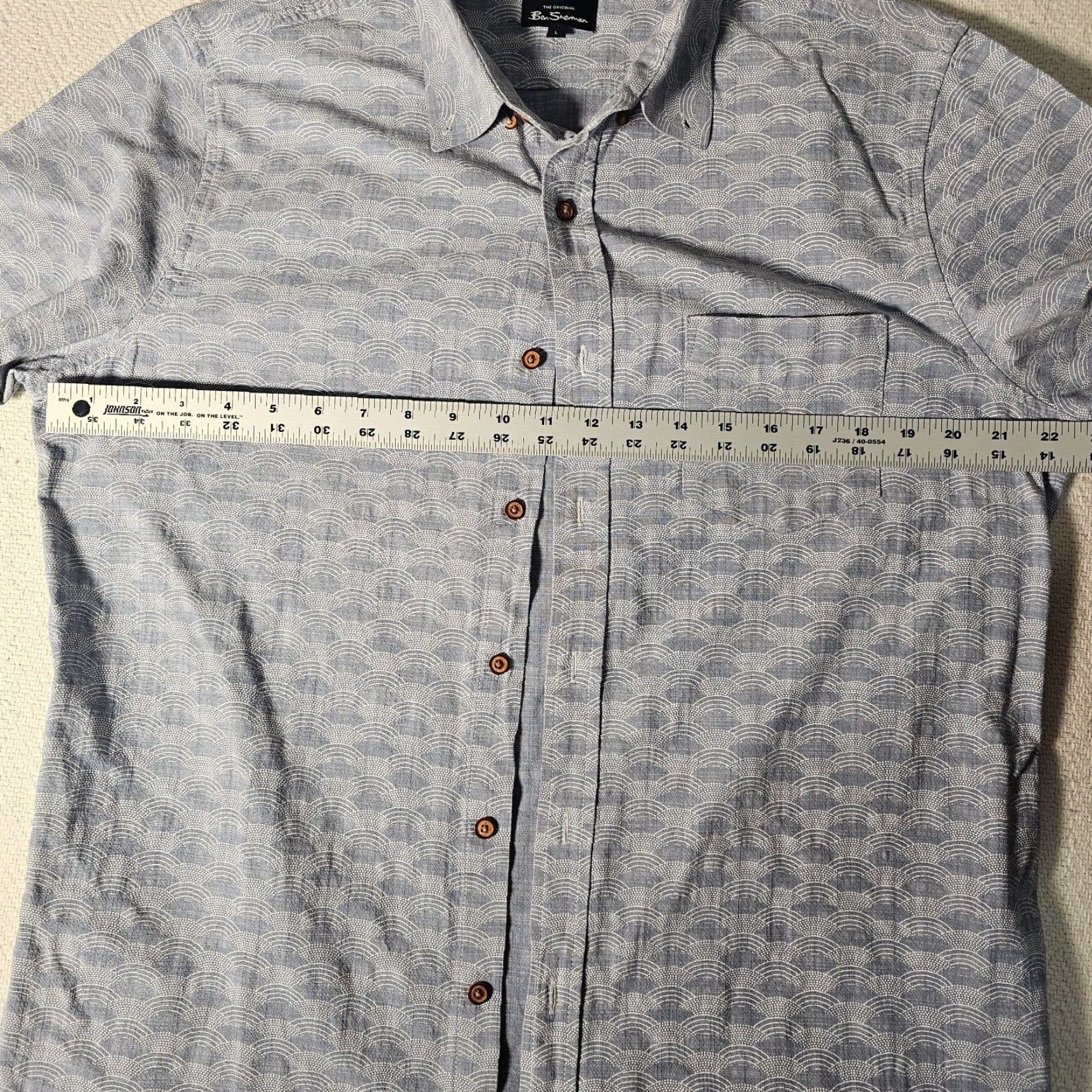Ben Sherman Ben Sherman Men's Short Sleeve Button-Up Shirt L Blue Geometric Pattern Casual Summer Size US L / EU 52-54 / 3 - 7 Thumbnail