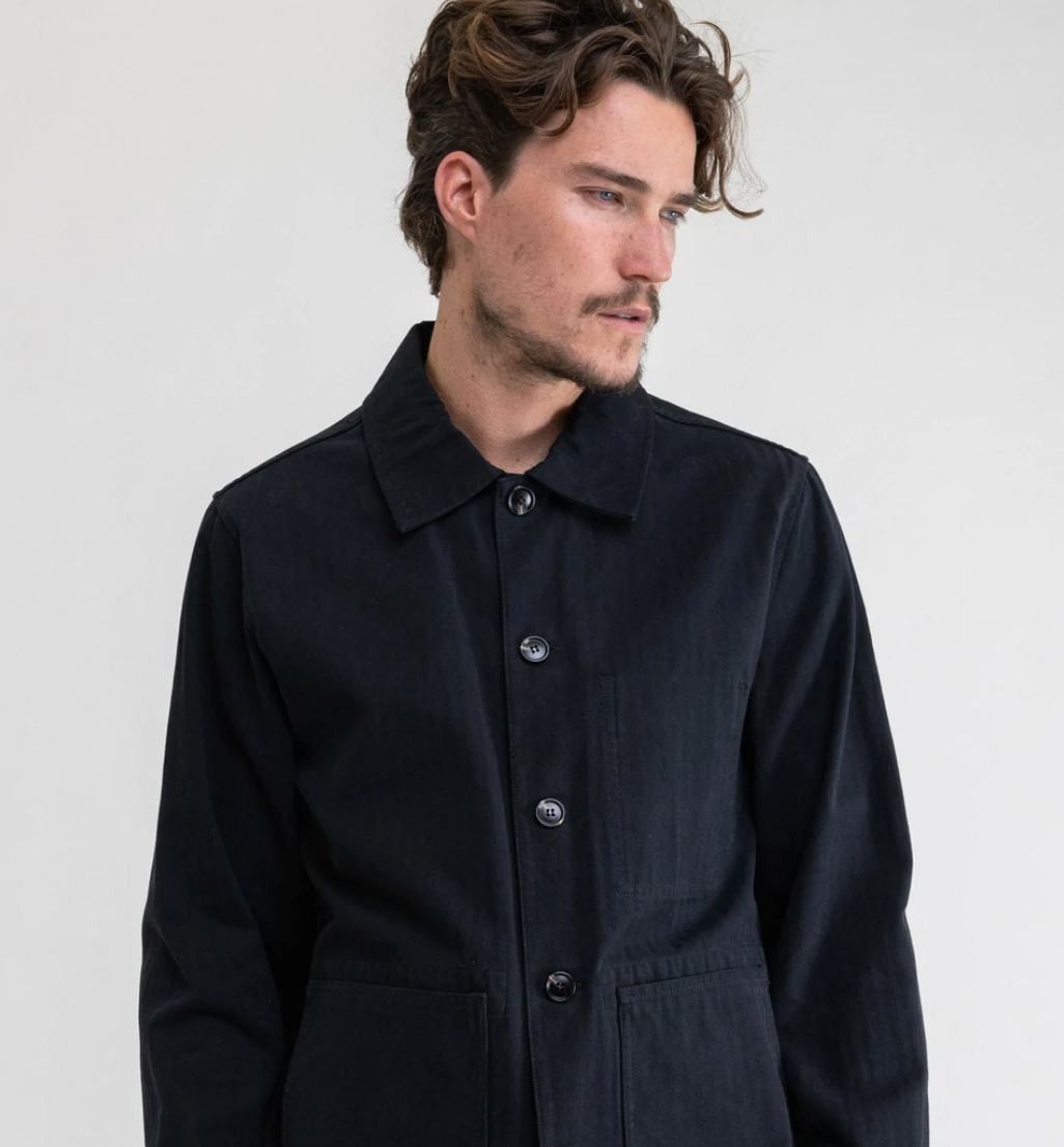 Le Laboureur × Vetra 80s Rare Black Worker Vintage French Chore Jacket Size US M / EU 48-50 / 2 - 1 Thumbnail