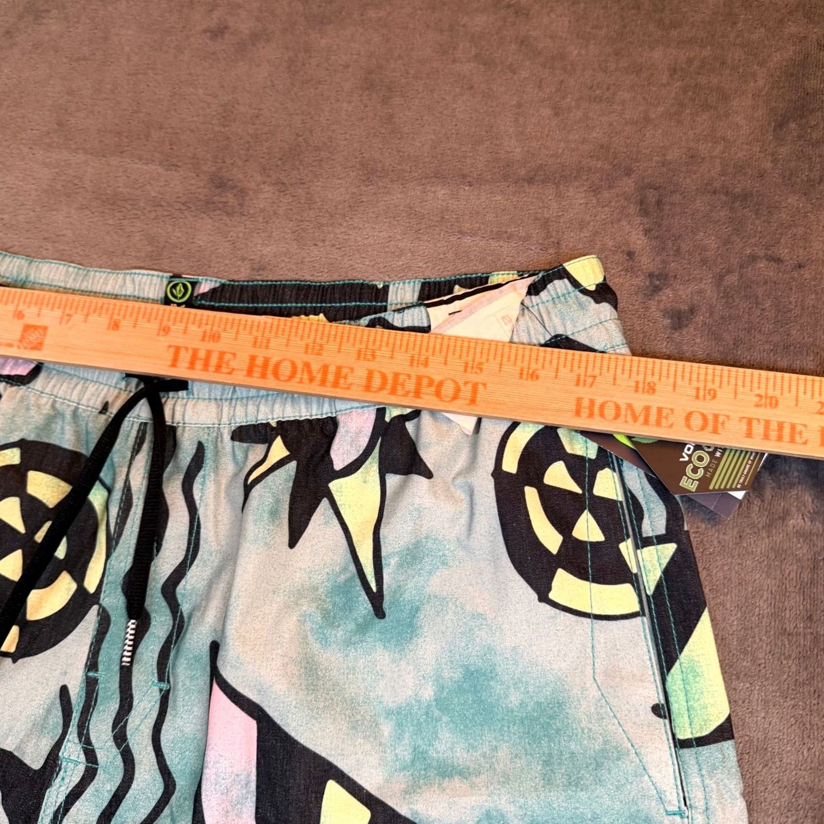Volcom Volcom Stoney Board Shorts Mens Large Teal Geometric Hemp Blend Stretch NWT Size US 33 - 7 Thumbnail