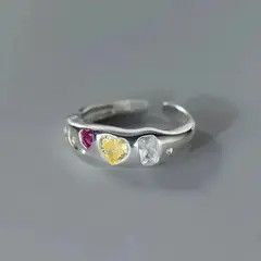 Jewelry Silver Starburst Crystal Ring, Adjustable Silver Band Size ONE SIZE - 5 Thumbnail
