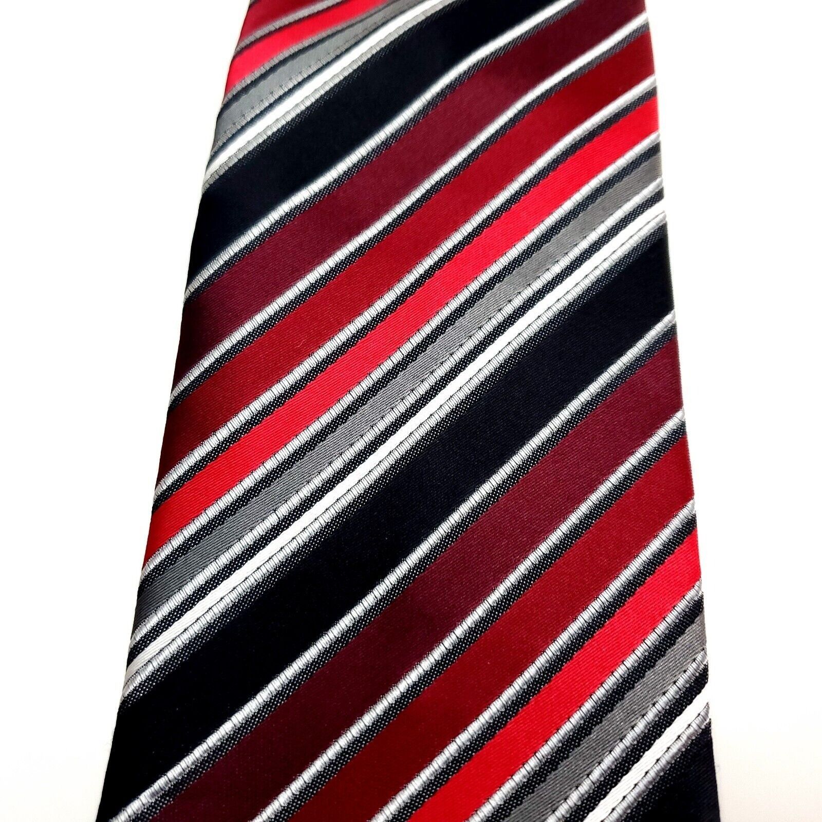 Croft & Barrow Croft & Barrow Polyester Tie Red Black Striped Size ONE SIZE - 2 Thumbnail