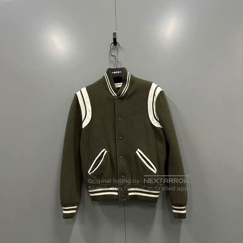 Saint Laurent Paris Saint Laurent Paris Olive green baseball jacket Size US S / EU 44-46 / 1 - 1 Thumbnail