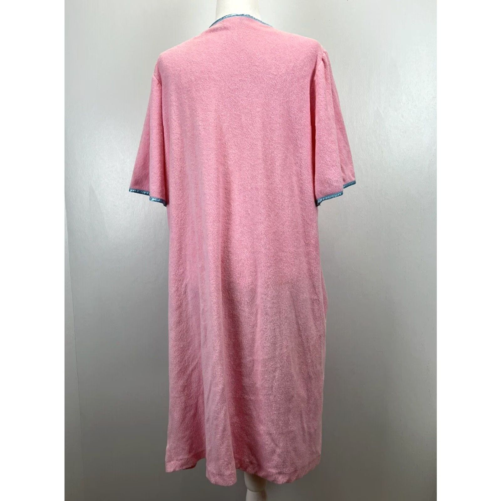 CLOT VINTAGE Vandemere Terry Cloth House Robe Kaftan 1980s Adult Large Pink Zip USA Womens Size L / US 10 / IT 46 - 2 Thumbnail
