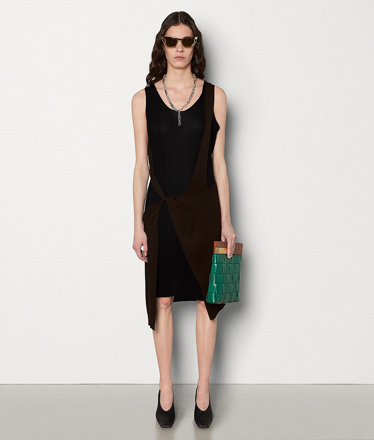 Bottega Veneta Deconstructed Layered Bi-Color Sheer Silk Ribbed Knit Dress Size XS / US 0-2 / IT 36-38 - 2 Thumbnail
