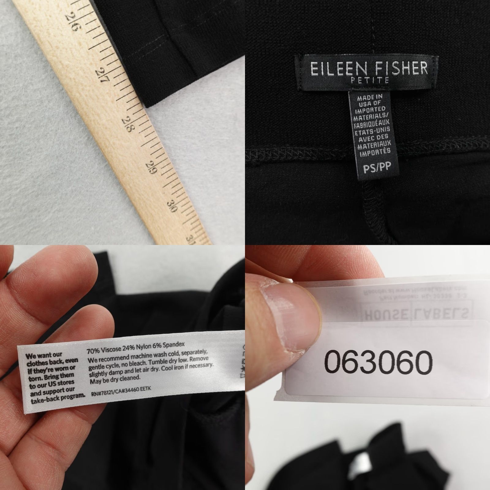 Eileen Fisher VINTAGE Eileen Fisher Pants Womens Petite Small Black Casual Workwear Stretch Knitted Fabric Size 28" / US 6 / IT 42 - 8 Thumbnail