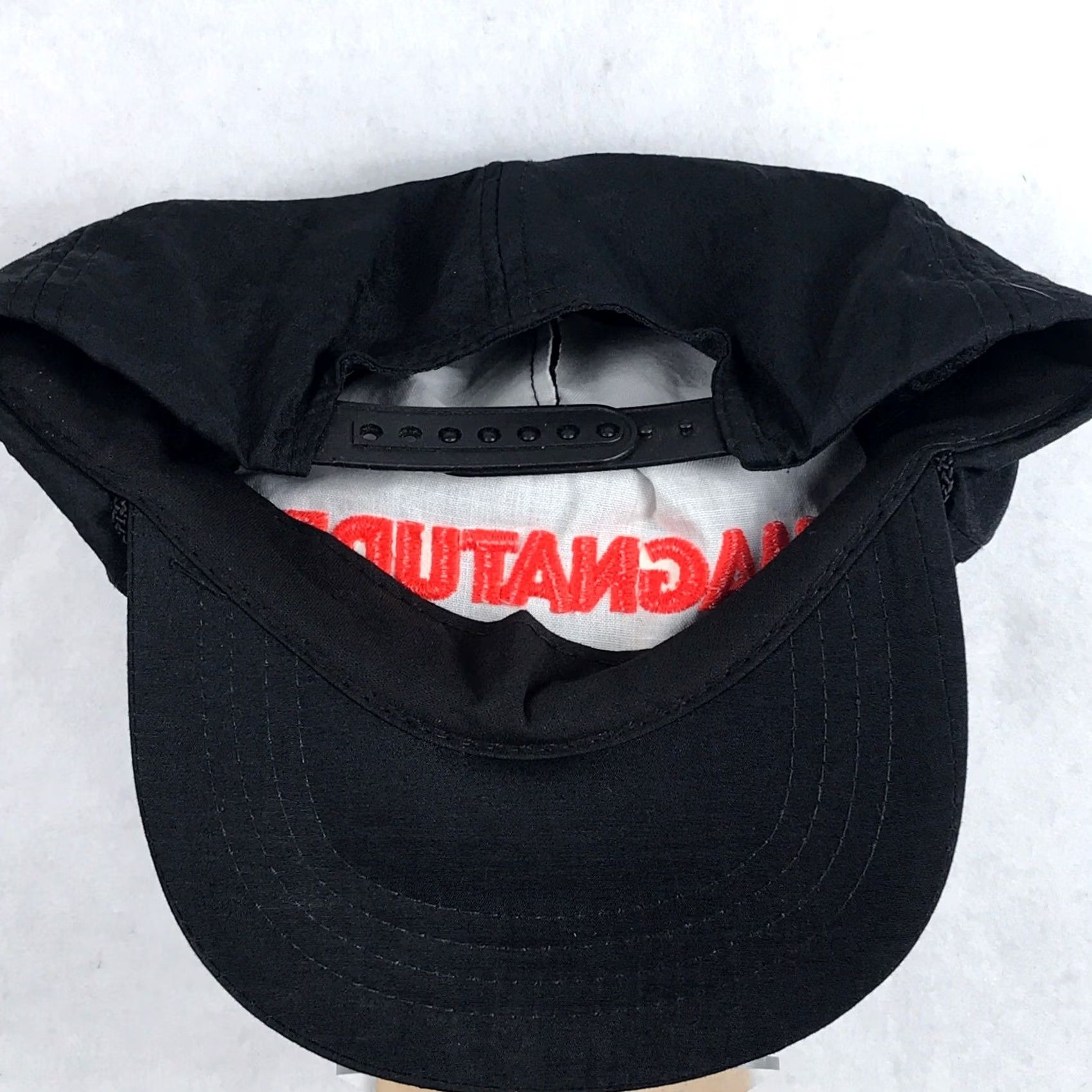 Vintage VINTAGE Magna Cigarettes Magnitude Snapback Hat Nylon Tobacco Black Adjustable Men 80s 90s Snapback Mens Size ONE SIZE - 6 Thumbnail