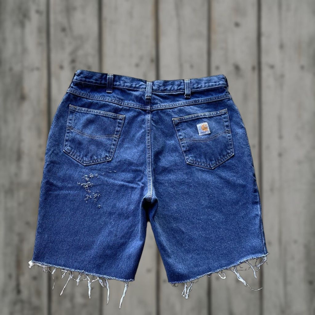 Carhartt VINTAGE Carhartt Bermuda Shorts Denim 36 Mens Relaxed Fit Blue 10" Inseam 90s Hip Hop Workwear Baggy Cut Off Jeans Baggy Y2K Size US 36 / EU 52 - 1 Thumbnail