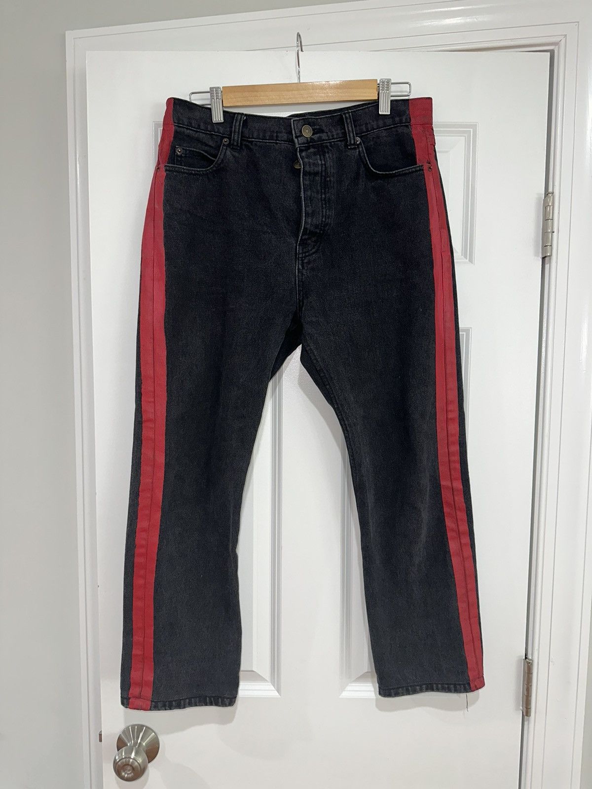 Balenciaga red stripe denim shop