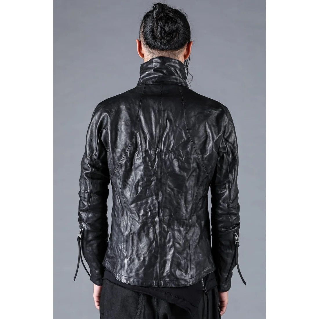 D.Hygen D.HYGEN Horse Leather High Neck Jacket (Black) Size US S / EU 44-46 / 1 - 16 Thumbnail