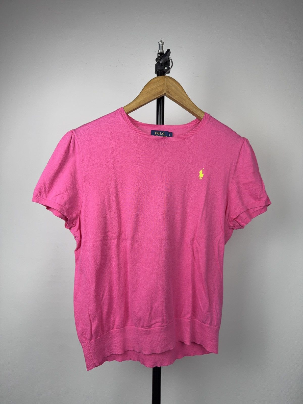 Polo Ralph Lauren Luxury 00s Polo Ralph Lauren Pink Knit Short Sleeve Tee Size L / US 10 / IT 46 - 1 Thumbnail