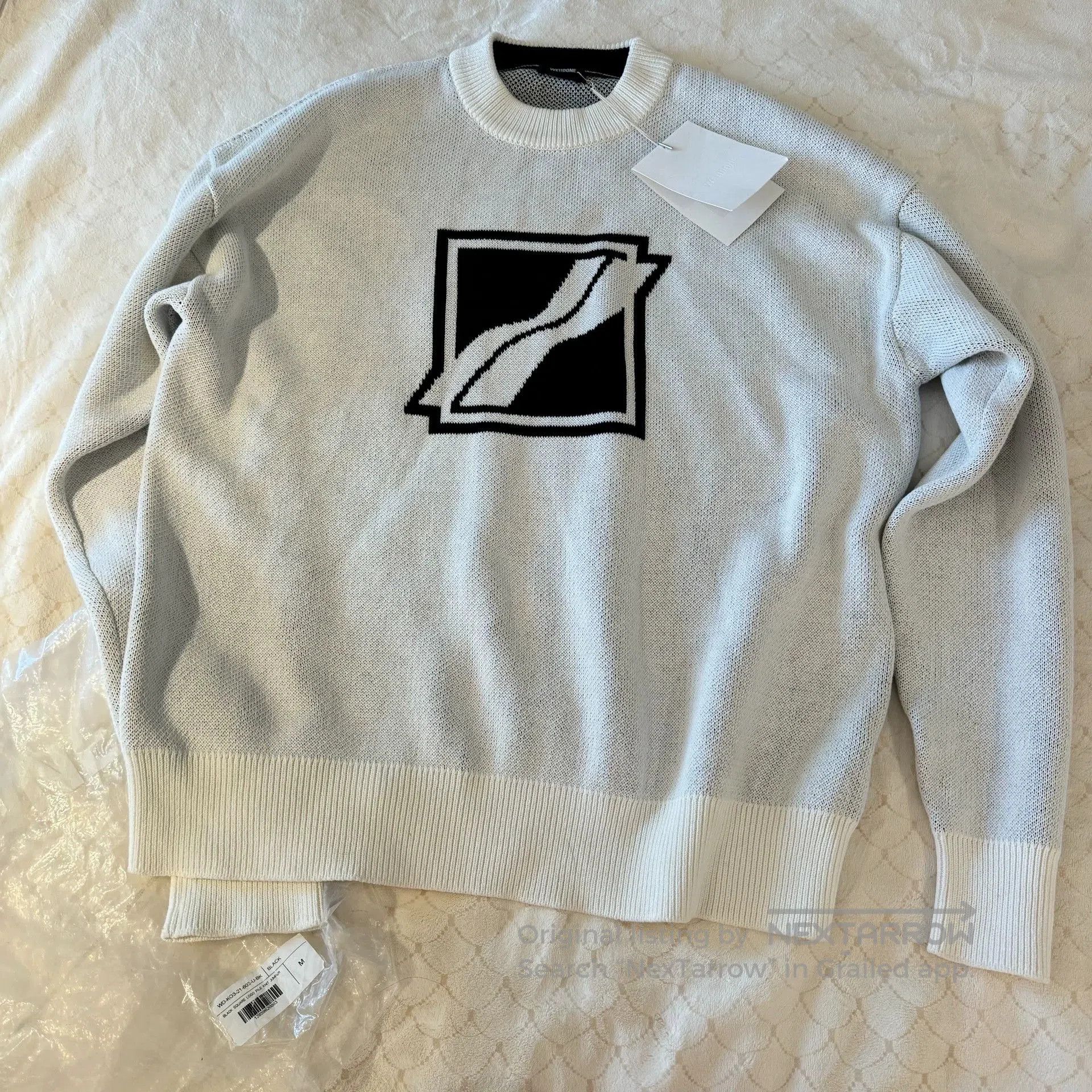 WE11DONE we11done logo knit long sleeve sweater white. Size US M / EU 48-50 / 2 - 1 Thumbnail