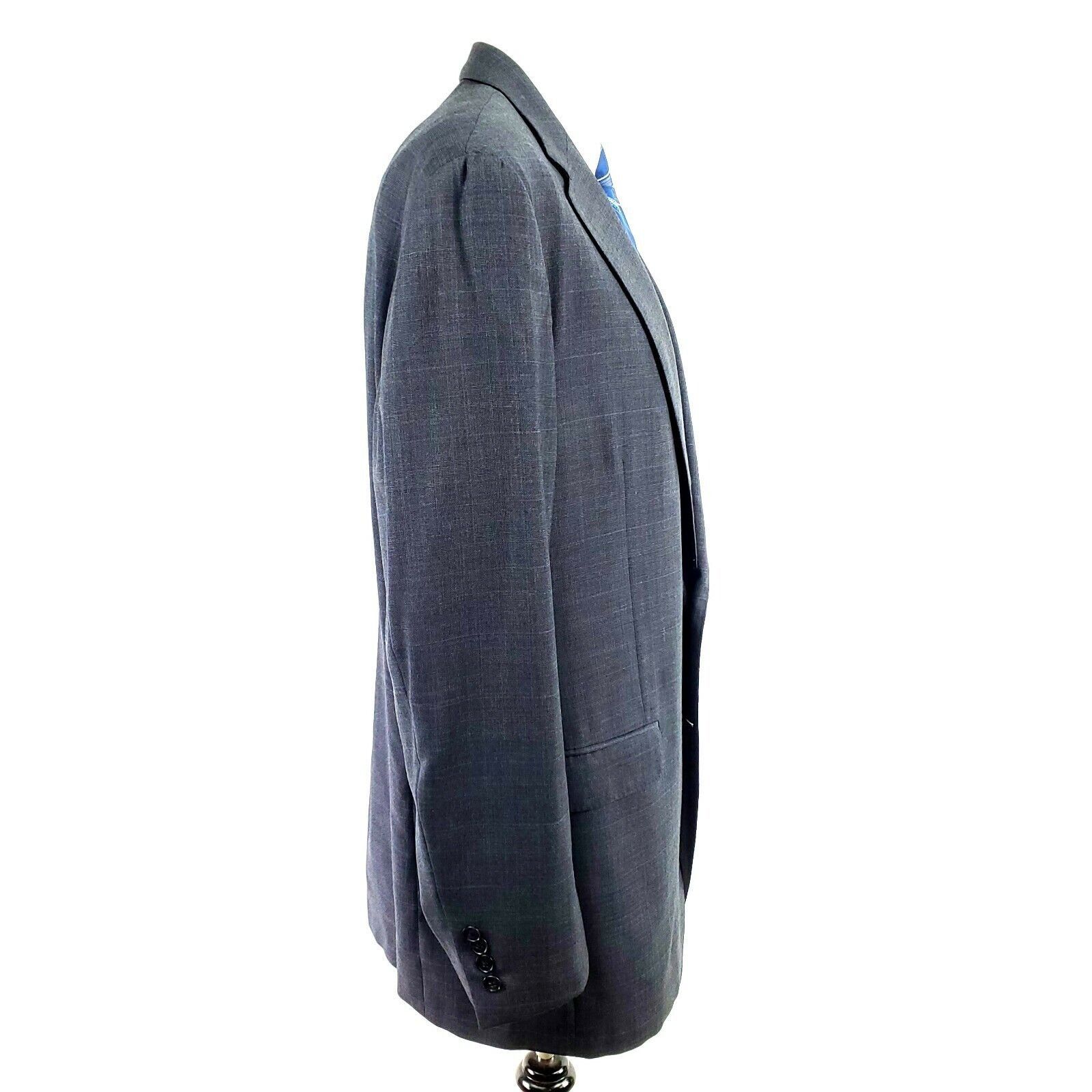 Samuelsohn Samuelsohn 44L 2 Button Glen Plaid Windowpane Gray Wool Supe Size 44L - 7 Thumbnail