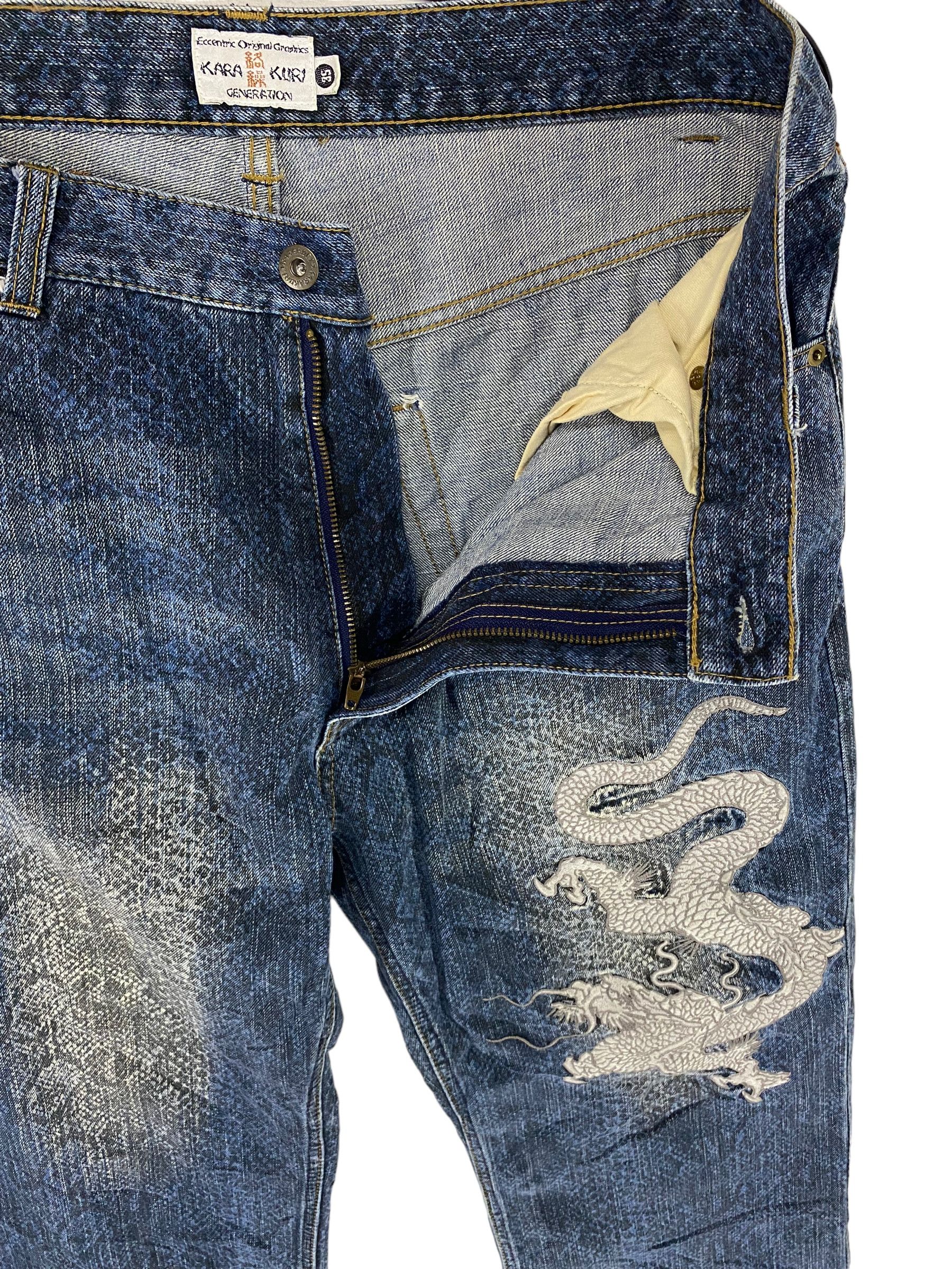 Japanese Brand Karakuri snake pattern embroidered dragon multipocket jeans Size US 35 - 10 Thumbnail
