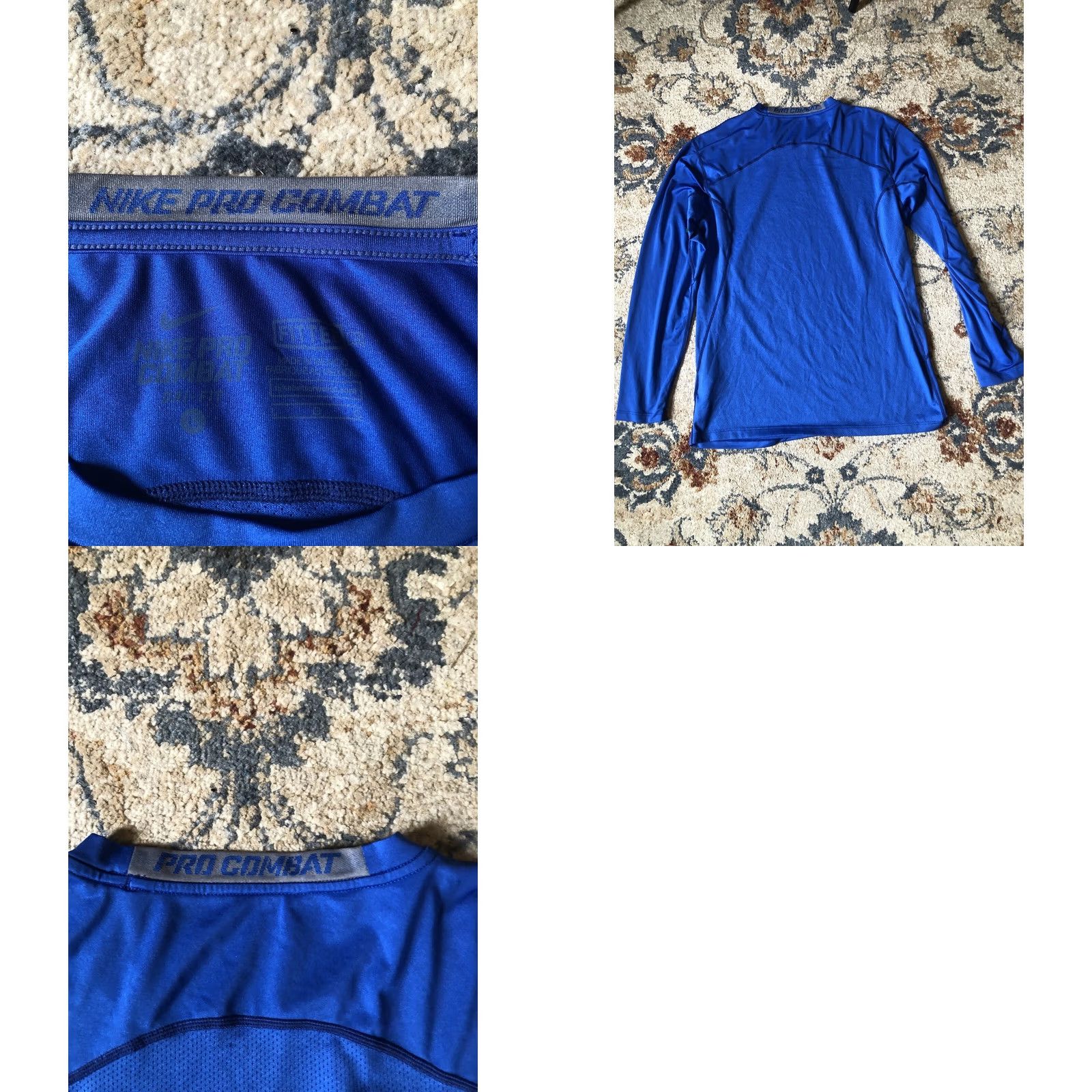 Nike Nike Pro Combat Shirt Mens Large Blue Dri-Fit Fitted Long Sleeve Gym Training Crew Neck Logo Size US L / EU 52-54 / 3 - 8 Thumbnail