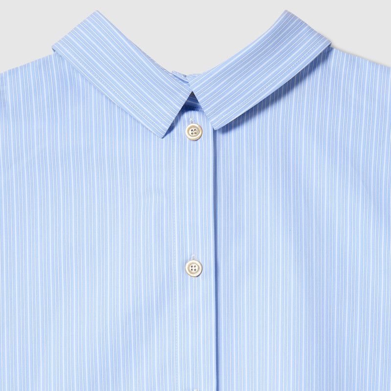 Gucci oc11z1125 Striped Heavy Cotton Poplin Shirt in Light Blue Size S / US 4 / IT 40 - 7 Thumbnail