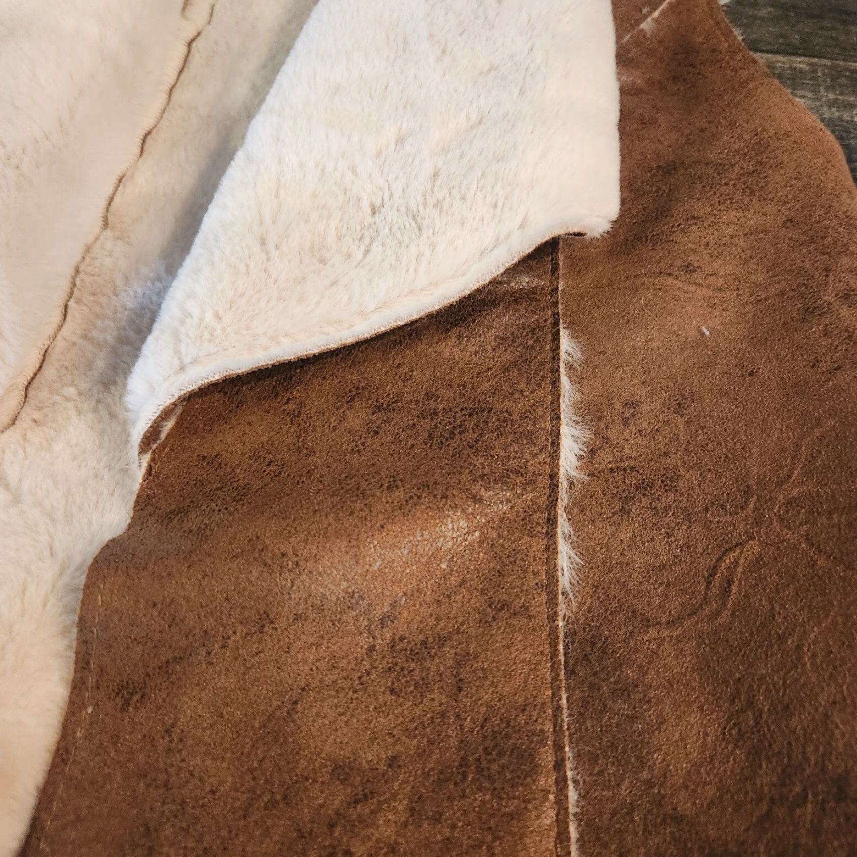 Vintage VINTAGE Faux Leather Shearling Drape Vest Open Front Brown Womens Medium Western Cowgirl Knox Rose Vest M Brown Womens Bohemian Rock Open Front Size M / US 6-8 / IT 42-44 - 3 Thumbnail