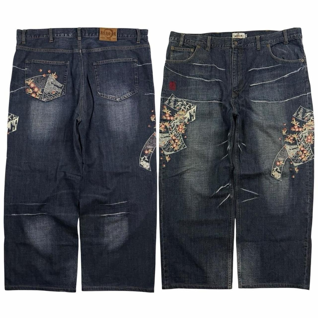 Karakuri Tamashii Karakuri Tamashii Embroidered Floral Japanese Jeans Waist 43 Size US 43 - 1 Thumbnail