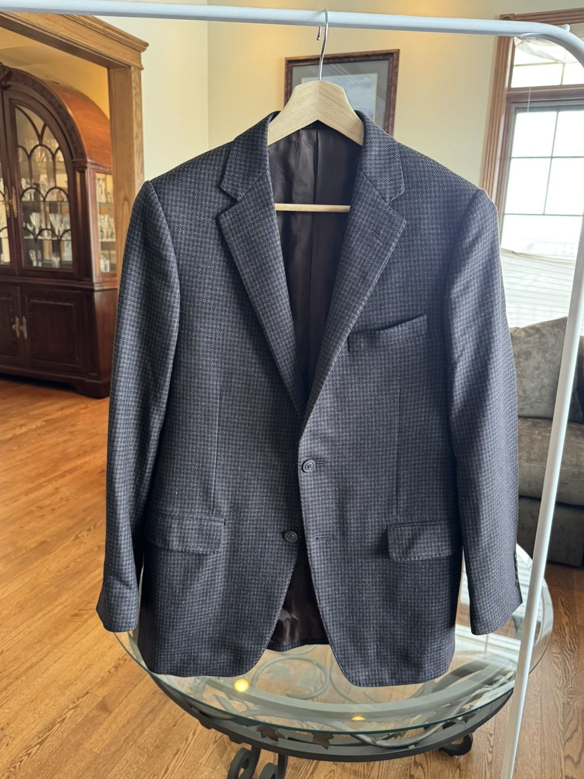 Samuelsohn Brown Houndstooth Wool Sport Coat Size 40R - 1 Thumbnail