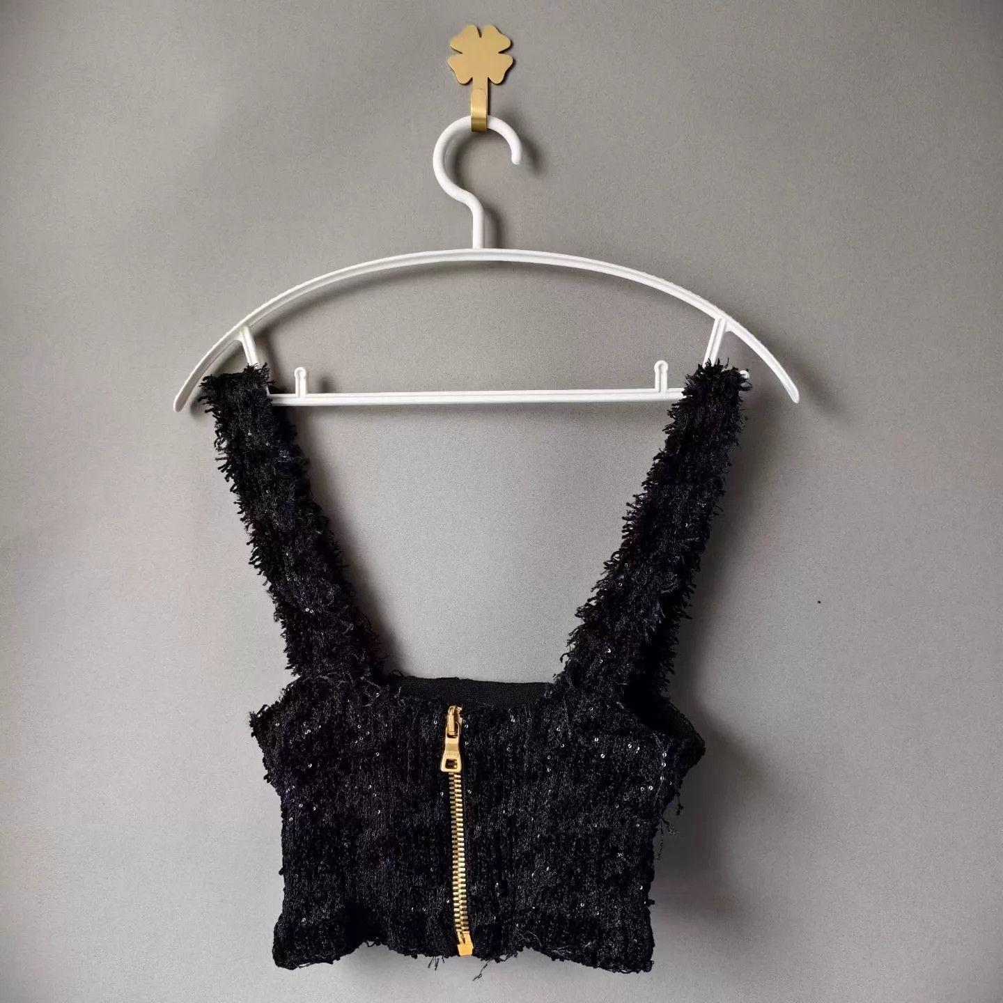 Balmain BALMAIN button-embellished tweed cami top women's Size XXS / US 00 / IT 34 - 2 Thumbnail