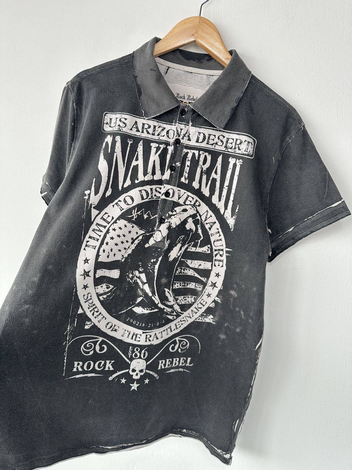 Vintage ROCK REBEL Snake Trail Arizona Desert Grunge Polo Shirt Y2K Size US L / EU 52-54 / 3 - 4 Thumbnail