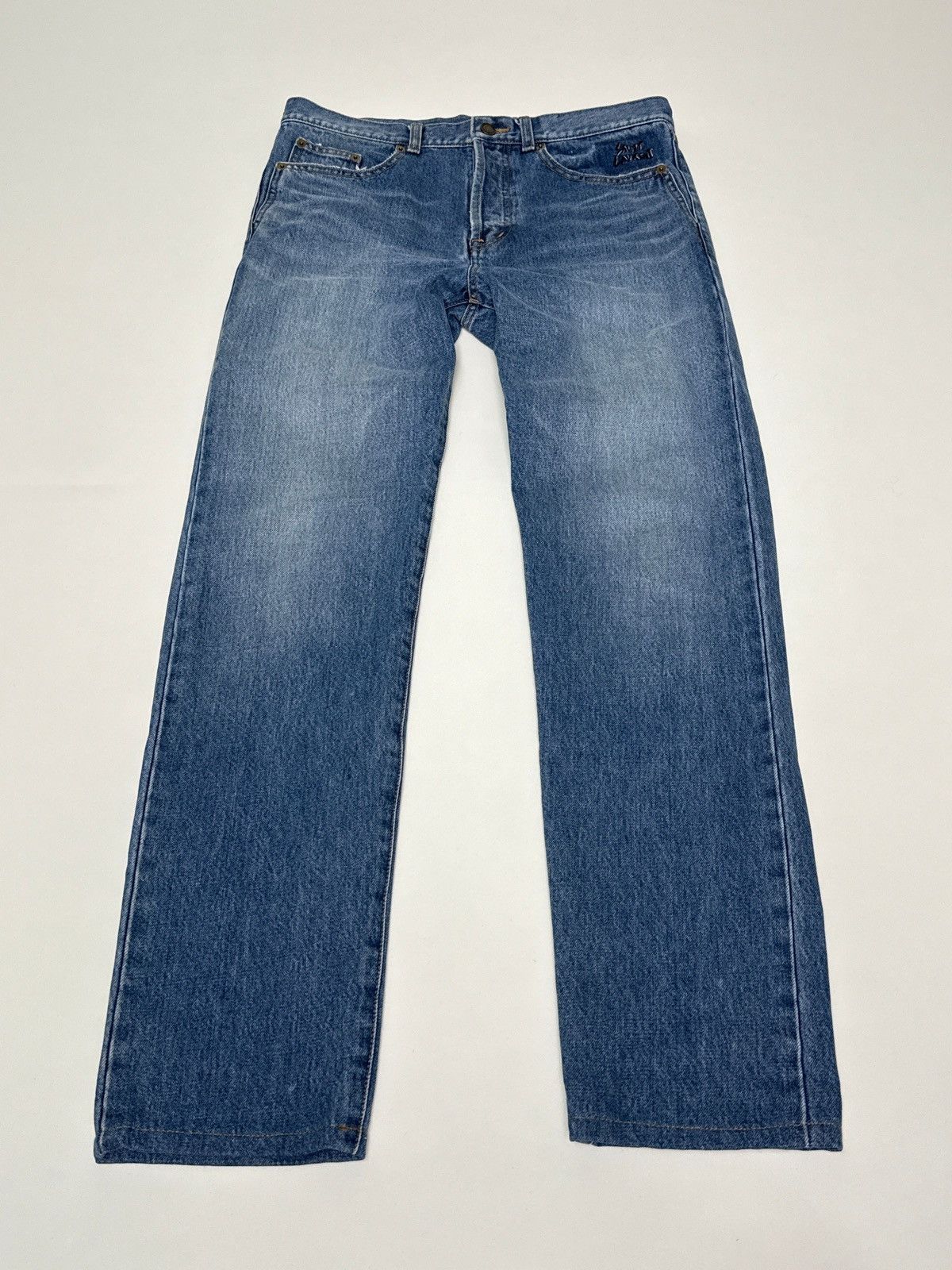 Saint Laurent Paris SS2017 Saint Laurent D14 Blue Denim Embroidered Logo Size US 31 - 3 Thumbnail