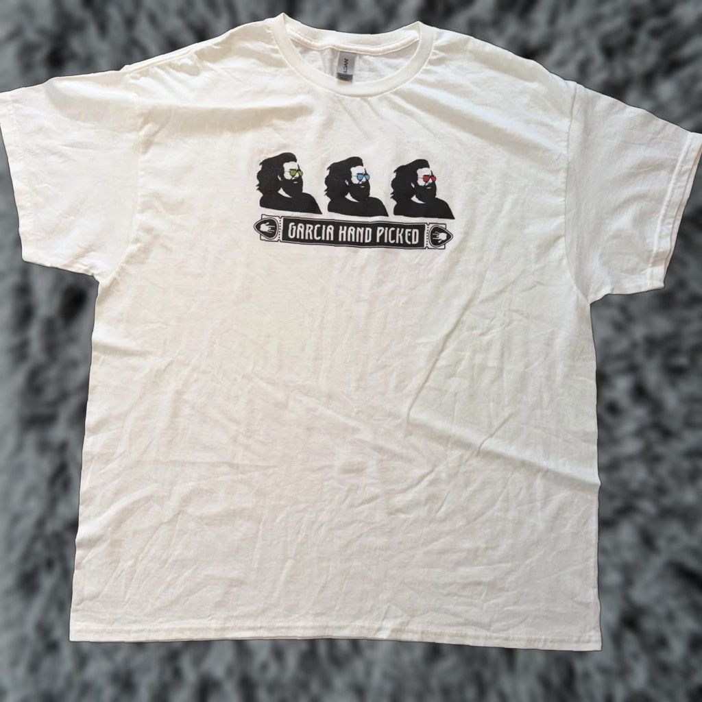 Vintage Jerry Garcia Hand Picked T Shirt Mens XL Medical Cannabis Graphic Print White Cotton Crew Neck Short Sleeve Vintage No Size US XL / EU 56 / 4 - 1 Thumbnail