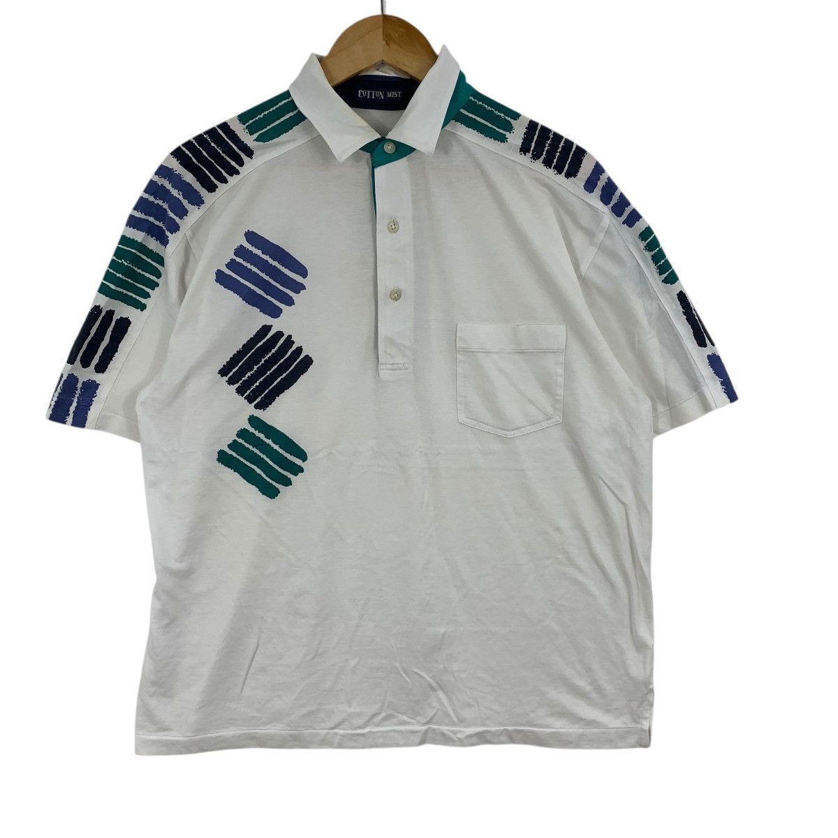 Vintage Vintage 90s COTTON MIST Abstract Painting Jersey Polo Tee Size US L / EU 52-54 / 3 - 5 Thumbnail