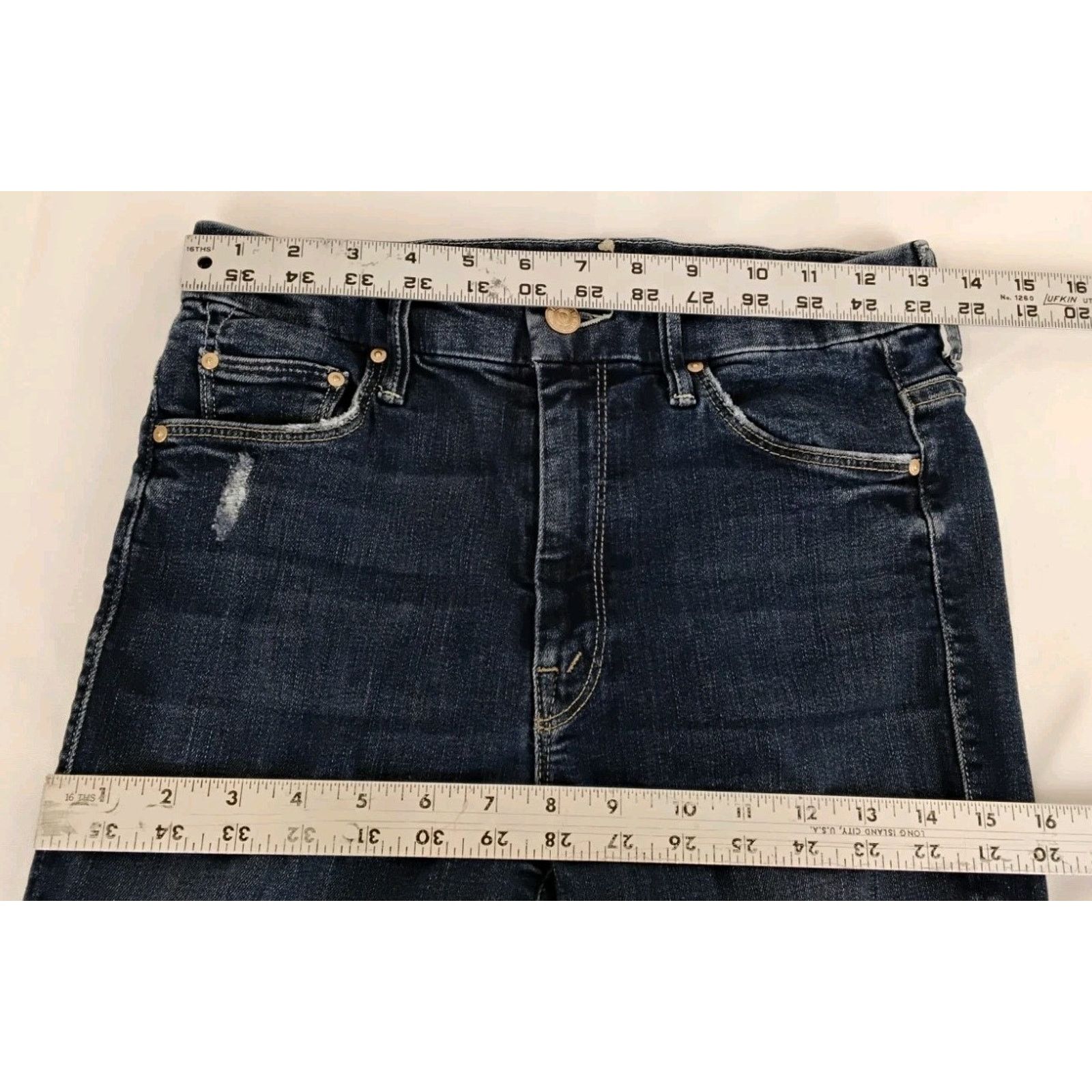 MOTHER Mother High Waist Looker Jean Women's 27" Dark Distressed Size 27" / US 4 / IT 40 - 16 Thumbnail