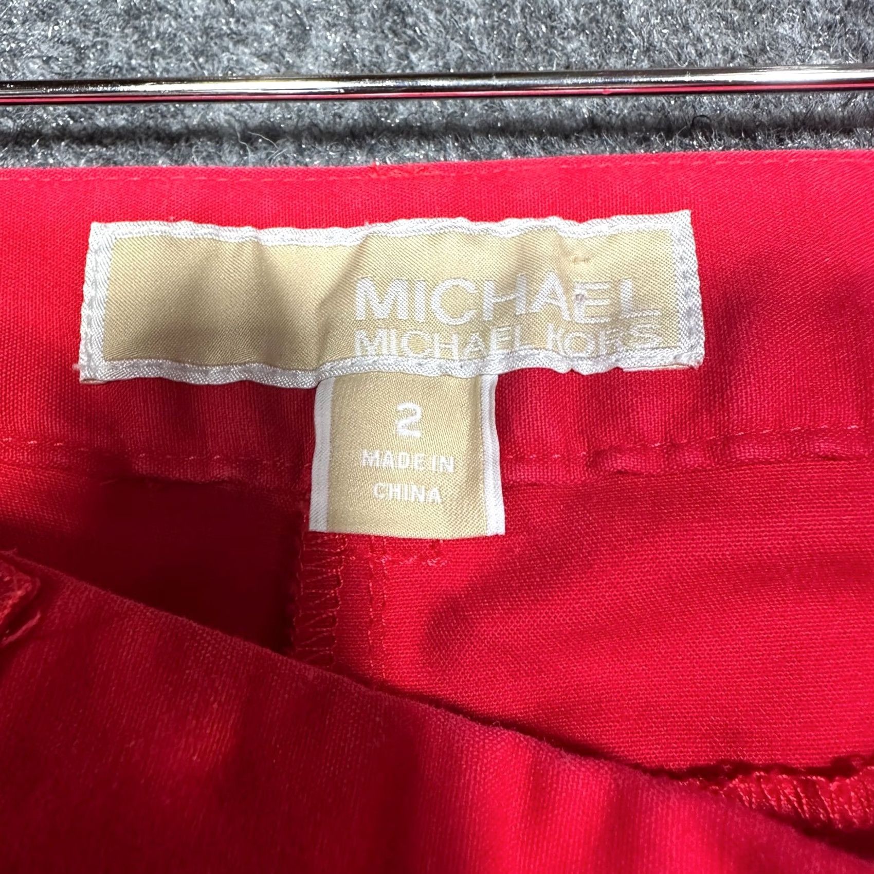 Michael Kors Michael Kors Women Red Stretch Trousers Pants Size 2 Tapered Leg Zip Pockets Size 26" / US 2 / IT 38 - 5 Thumbnail