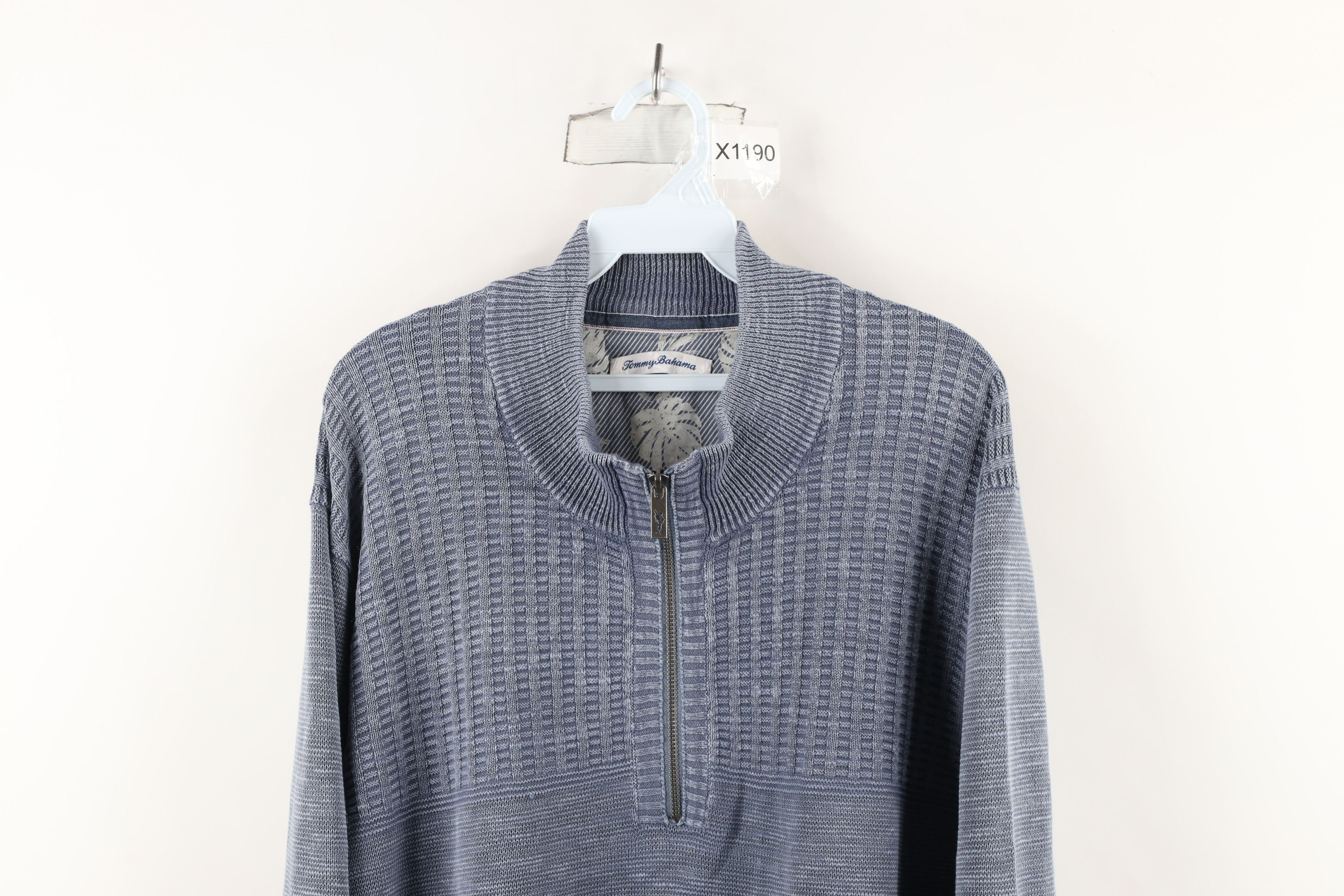 Tommy Bahama × Vintage Tommy Bahama Cotton Ribbed Knit Half Zip Pullover Sweater Size US XXL / EU 58 / 5 - 2 Thumbnail