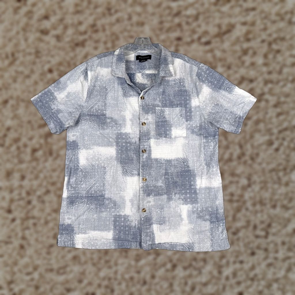 Cotton On Cotton On Garment Shirt Mens Medium Blue White Paisley 100% Cotton Hawaiian Size US M / EU 48-50 / 2 - 1 Thumbnail