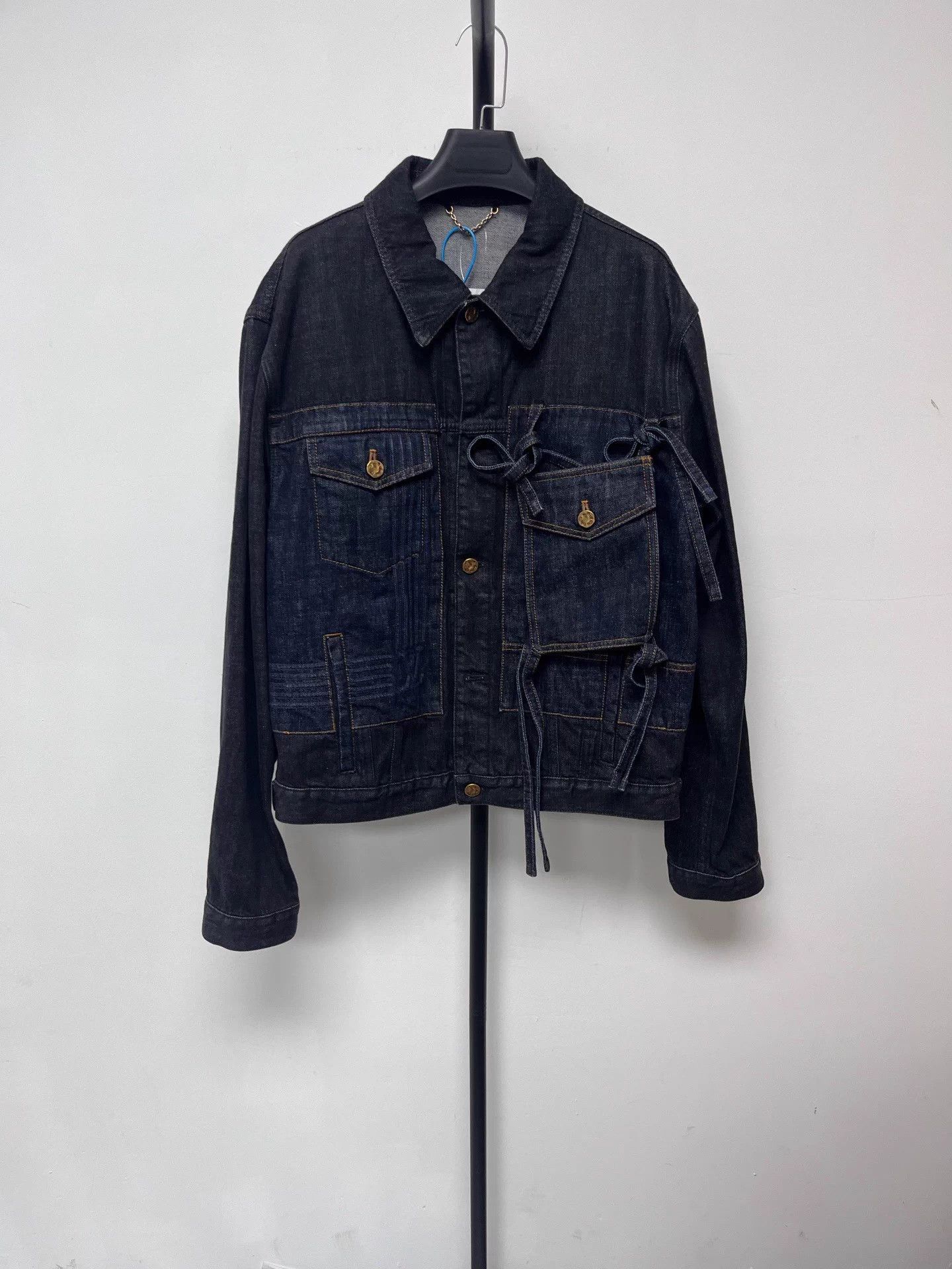 LV men's bow colorblk single-breasted denim jacket black