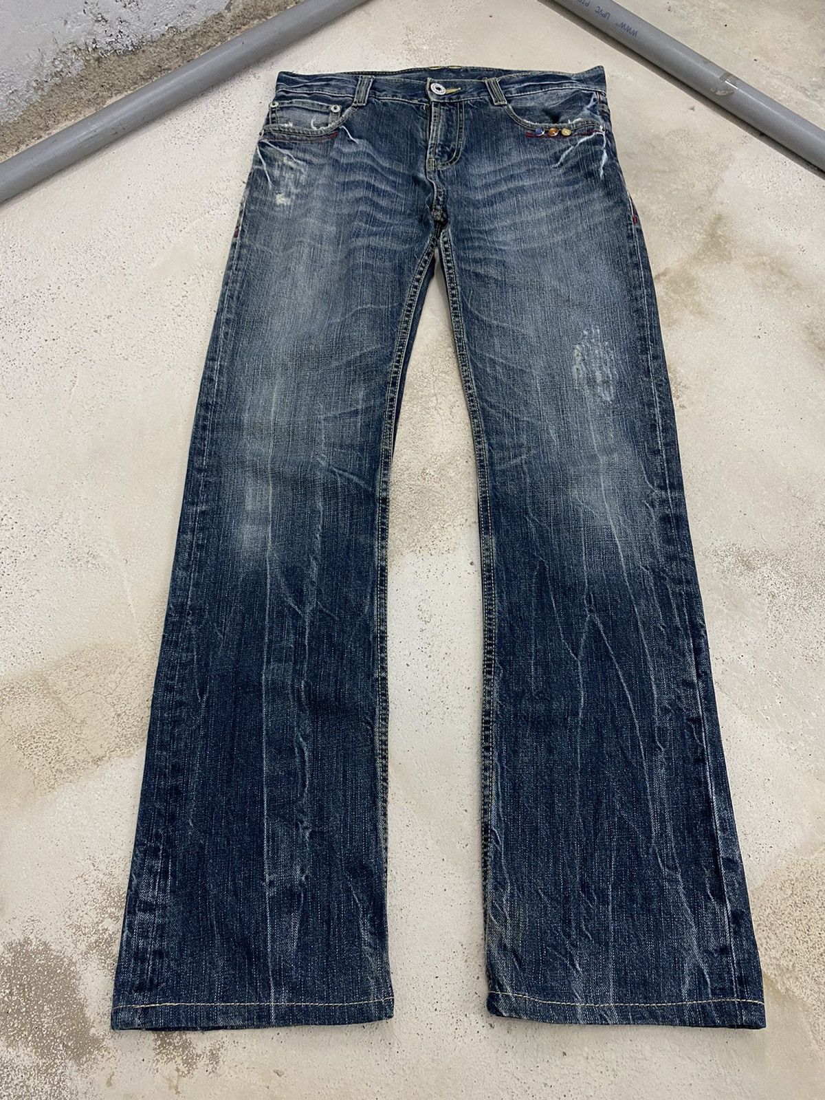 Japanese Brand Winger Japan Patch Embellishments Blue Way Distressed Jean Size US 31 - 2 Thumbnail