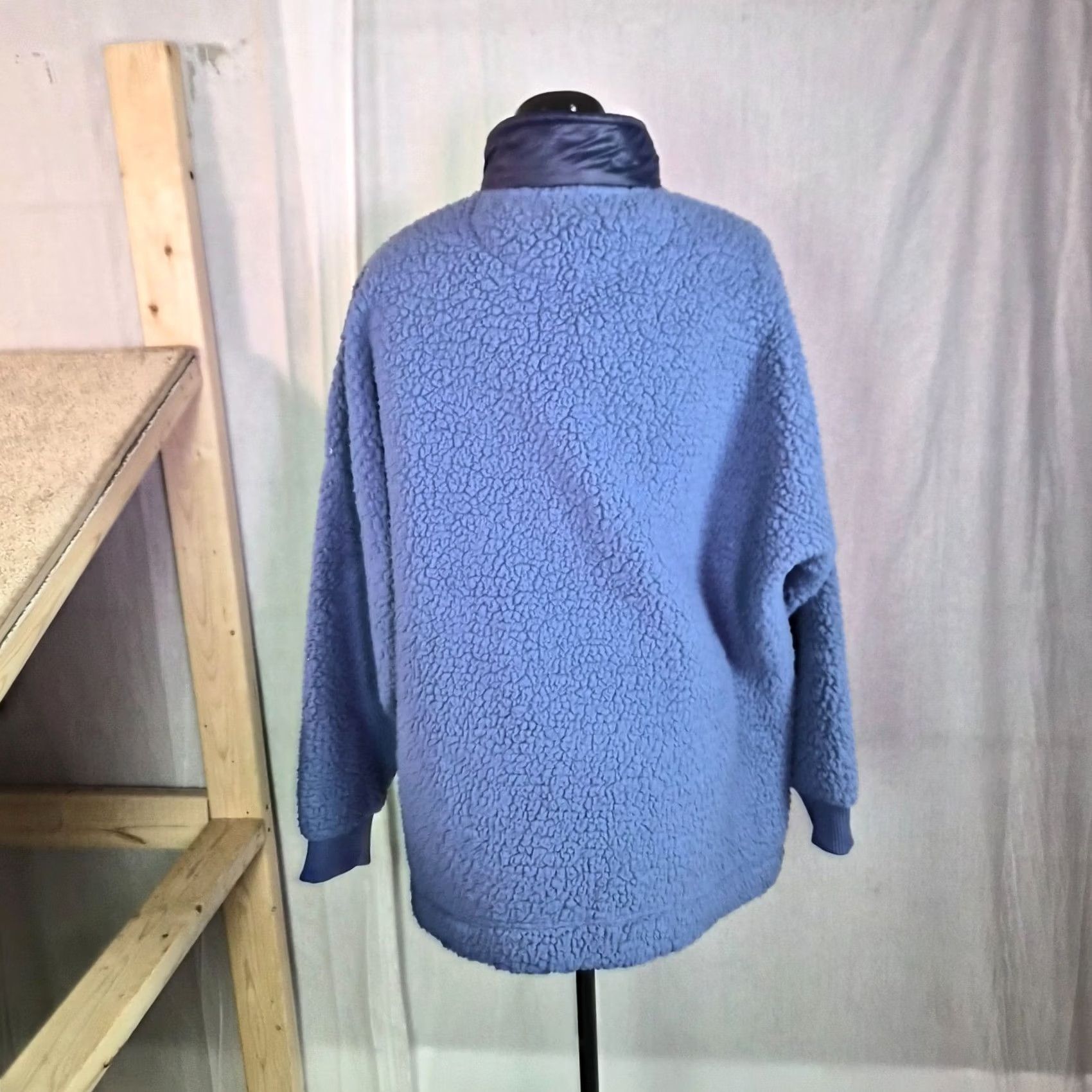 Vintage Aerie Women's XL Blue Sherpa 1/4 Zip Fleece Pullover Oversized Sweatshirt Cardigan? Size XL / US 12-14 / IT 48-50 - 4 Thumbnail